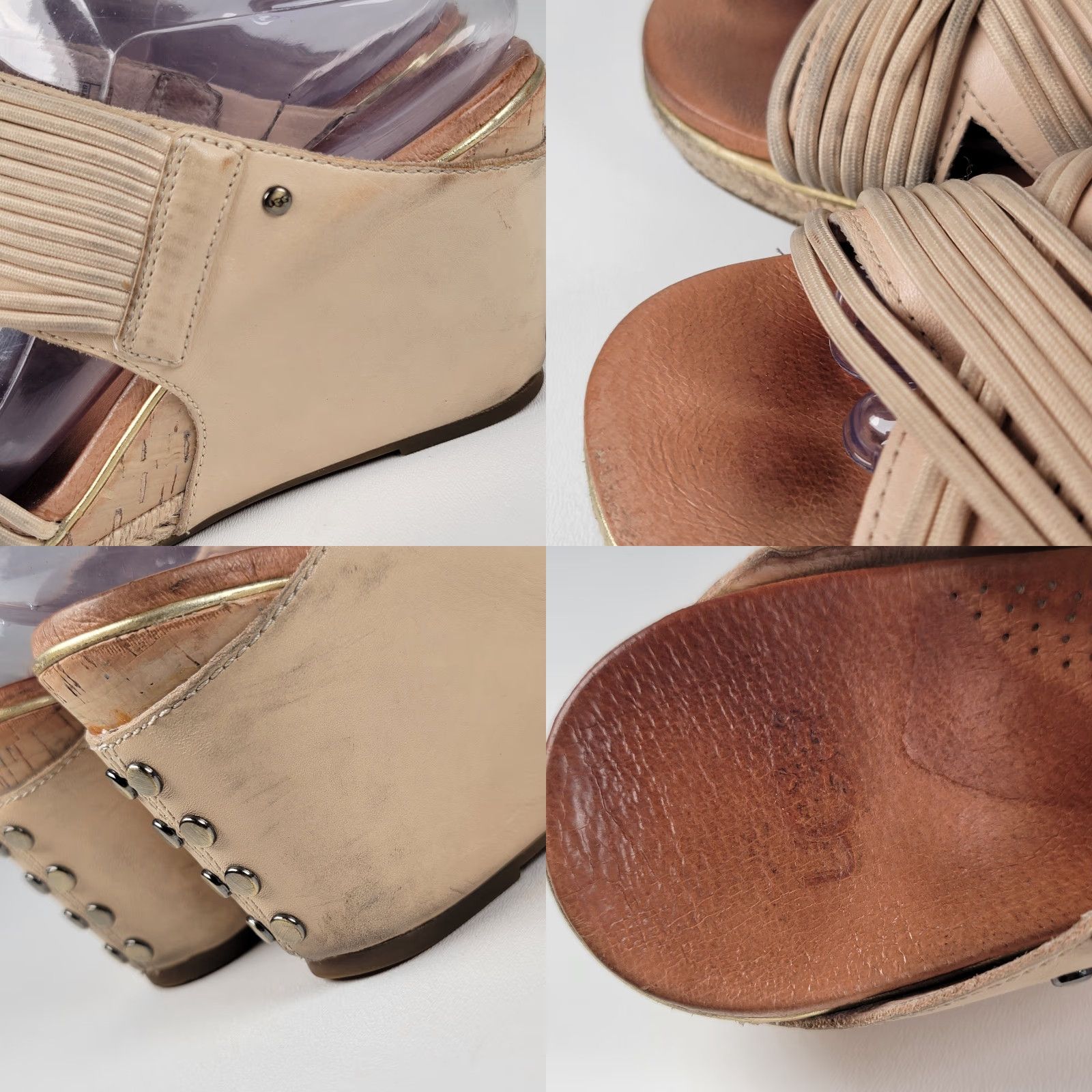 Ugg UGG Hilarie Wedge Sandals Beige US 8 / 39 EU Slip On Leather Sandal Women Womens Summer High Wedge Pattern Solid Australia Theme Size US 6 / IT 36 - 9 Thumbnail