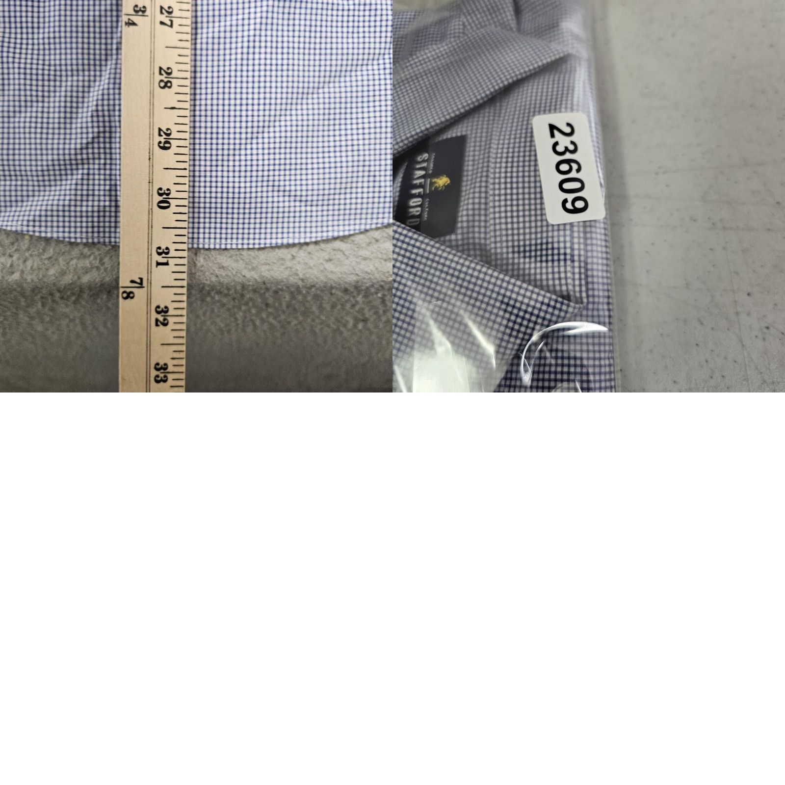 Stafford Stafford Dress Shirt Mens 15.5 32-33 Blue Check Travel Performance Regular Fit Shirt Mens Blue Gingham 60% cotton 40% polyester Size 42R - 8 Thumbnail