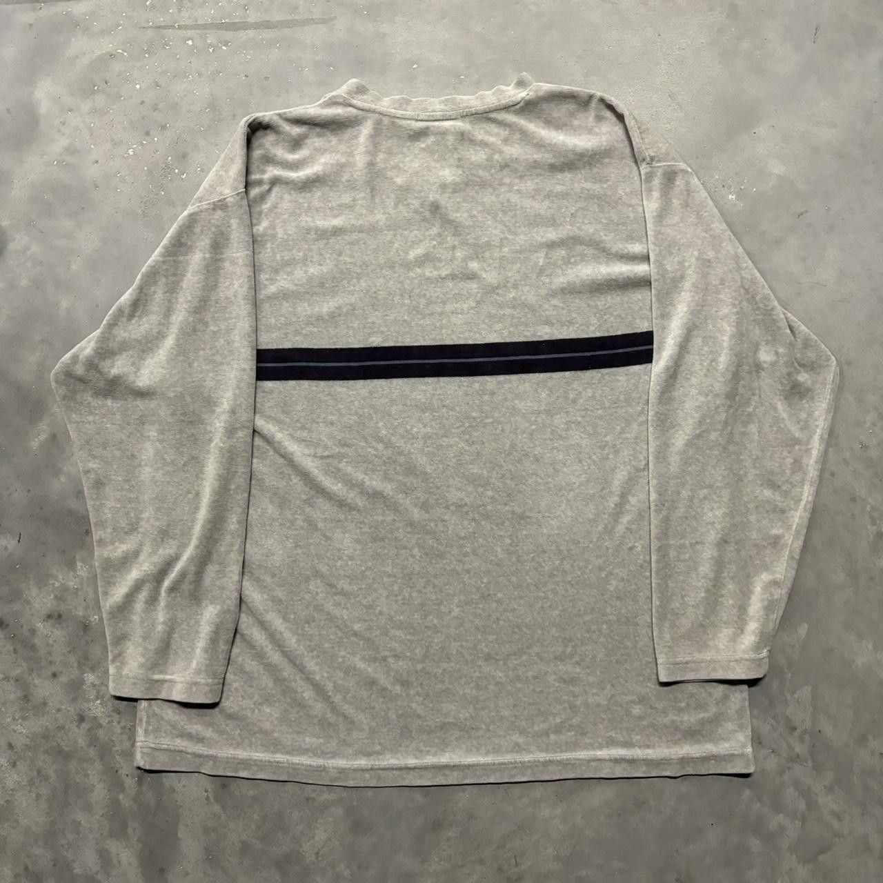 Japanese Brand × Vintage Crazy Vintage Y2K/2000s Grunge Grey Striped Velour Essential Sweatshirt! Size US XL / EU 56 / 4 - 5 Thumbnail