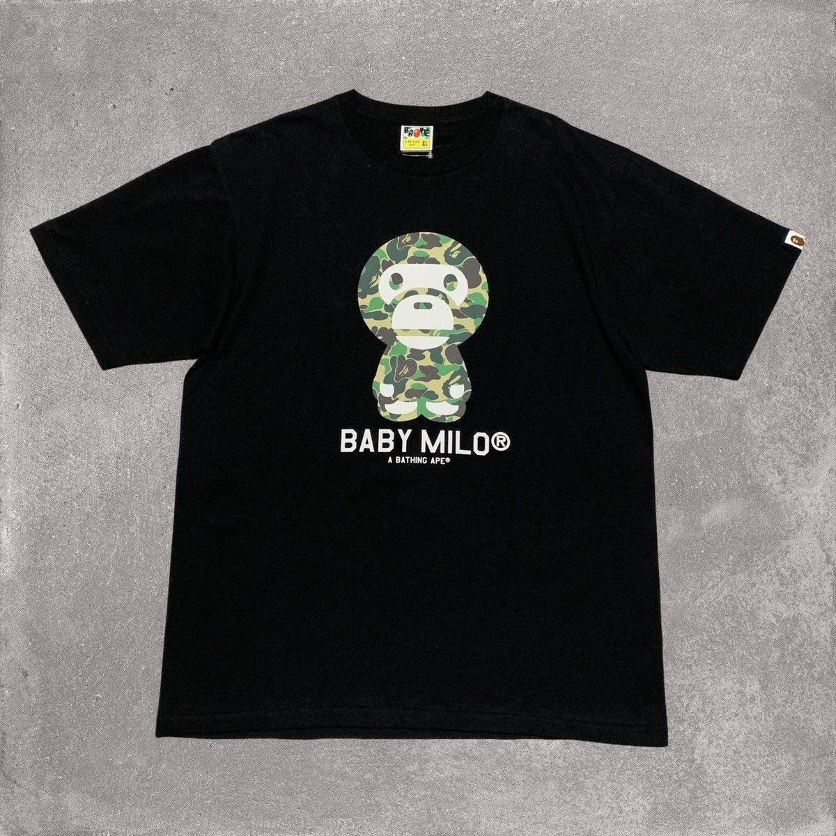 Bape Bape XL Baby Milo Green ABC Camo Black Tee A Bathing Ape Size US XL / EU 56 / 4 - 1 Thumbnail