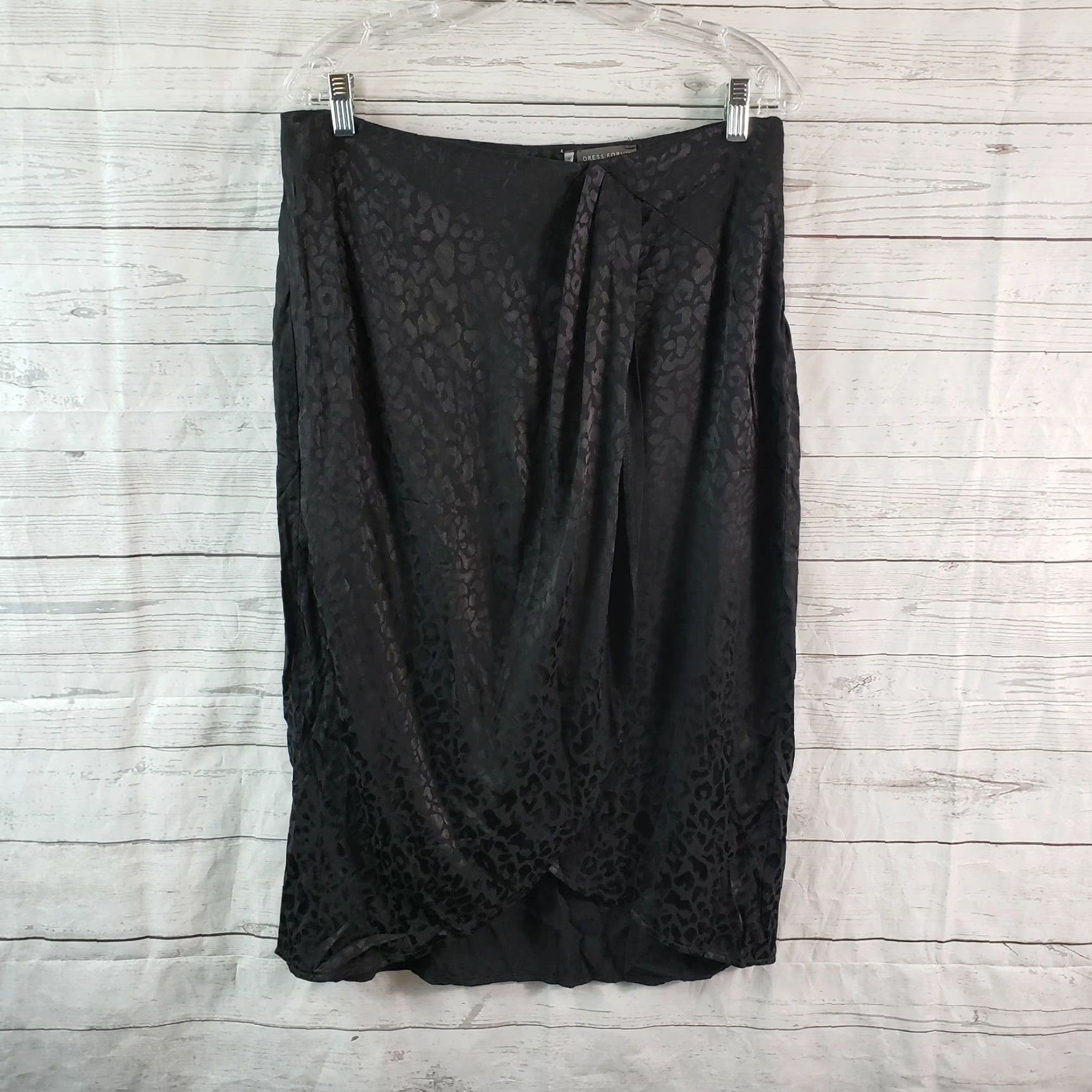 Vintage Dress Forum Skirt Womens L Black Animal Print Midi Tulip Zip Size 36" / US 14 / IT 50 - 2 Thumbnail