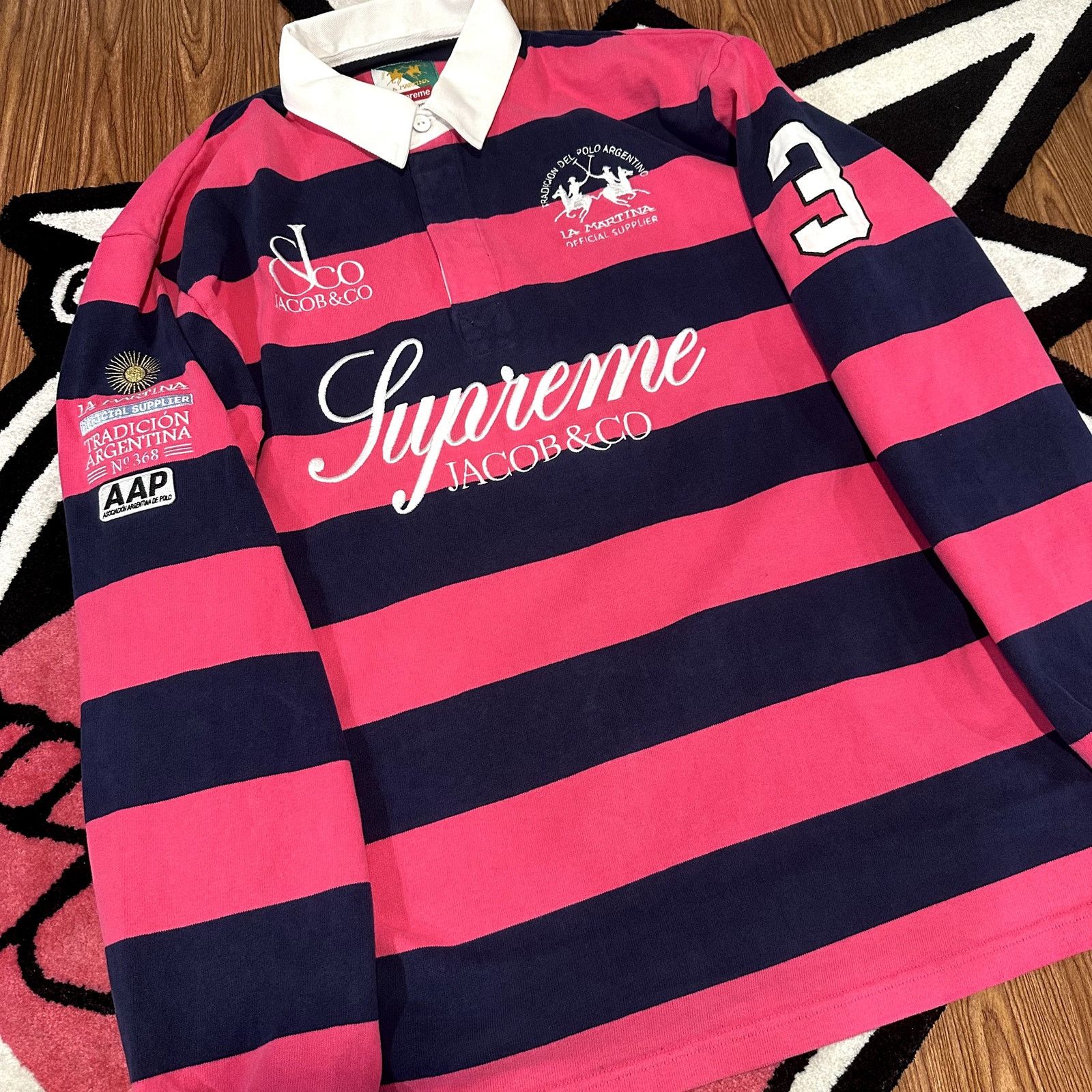 Supreme Split Box Logo Red White Green Rugby Polo | Grailed