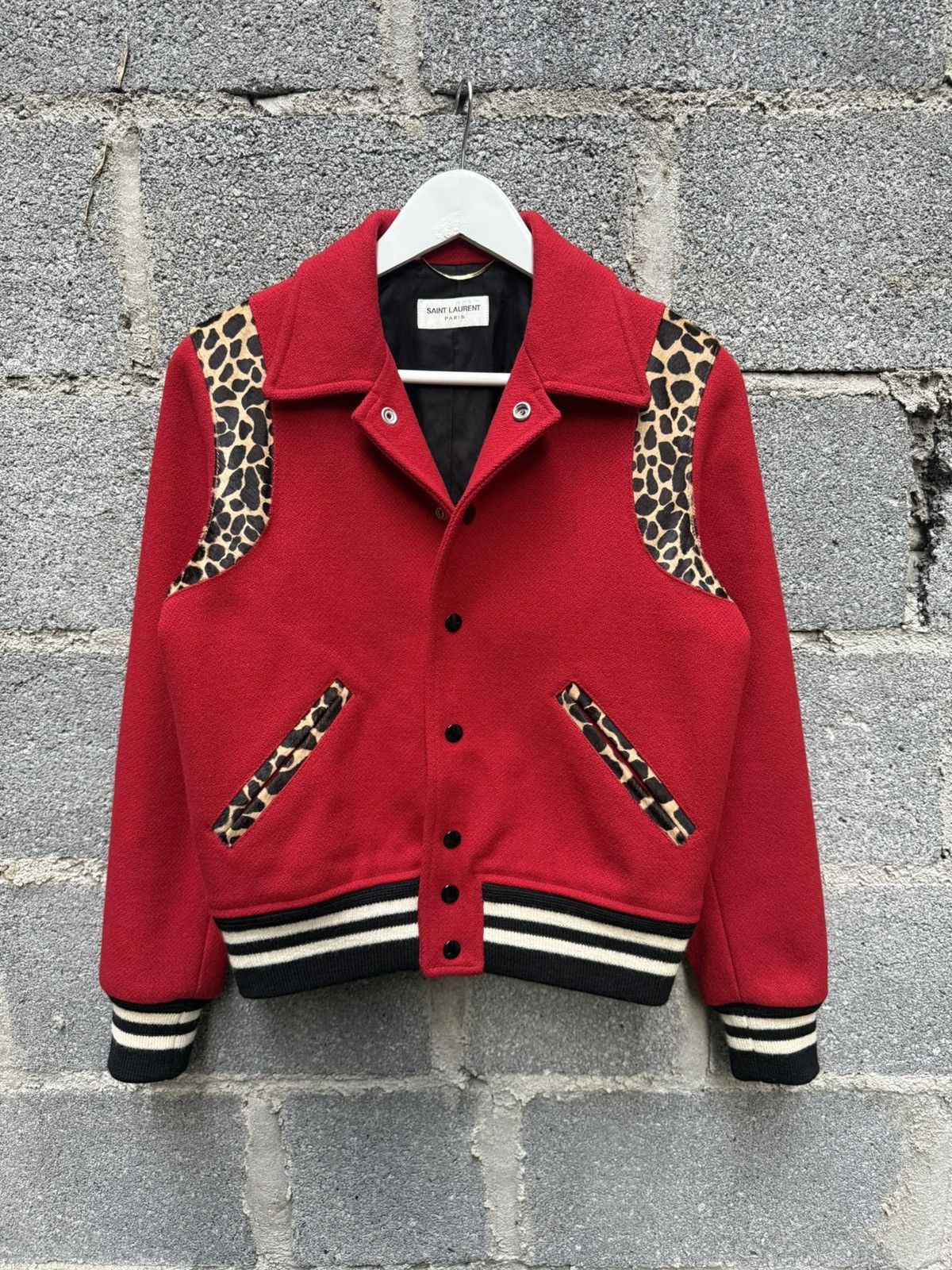 Saint Laurent Red Jacket Teddy Bomber Saint Laurent Cheetah Teddy