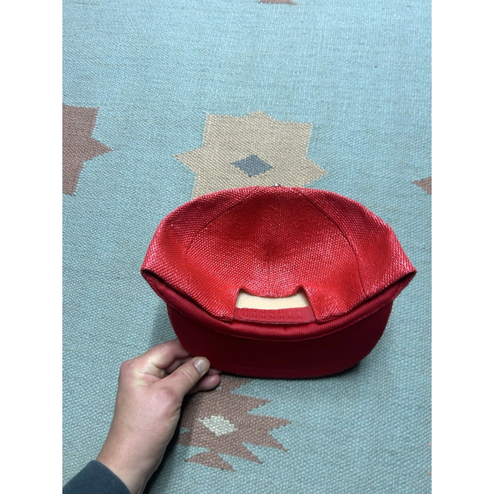 Vintage VINTAGE Snap-Back Trucker Hat Red Christmas Straw Doug Hillis Seasonal Decor Men Adjustable Cap Size ONE SIZE - 5 Thumbnail