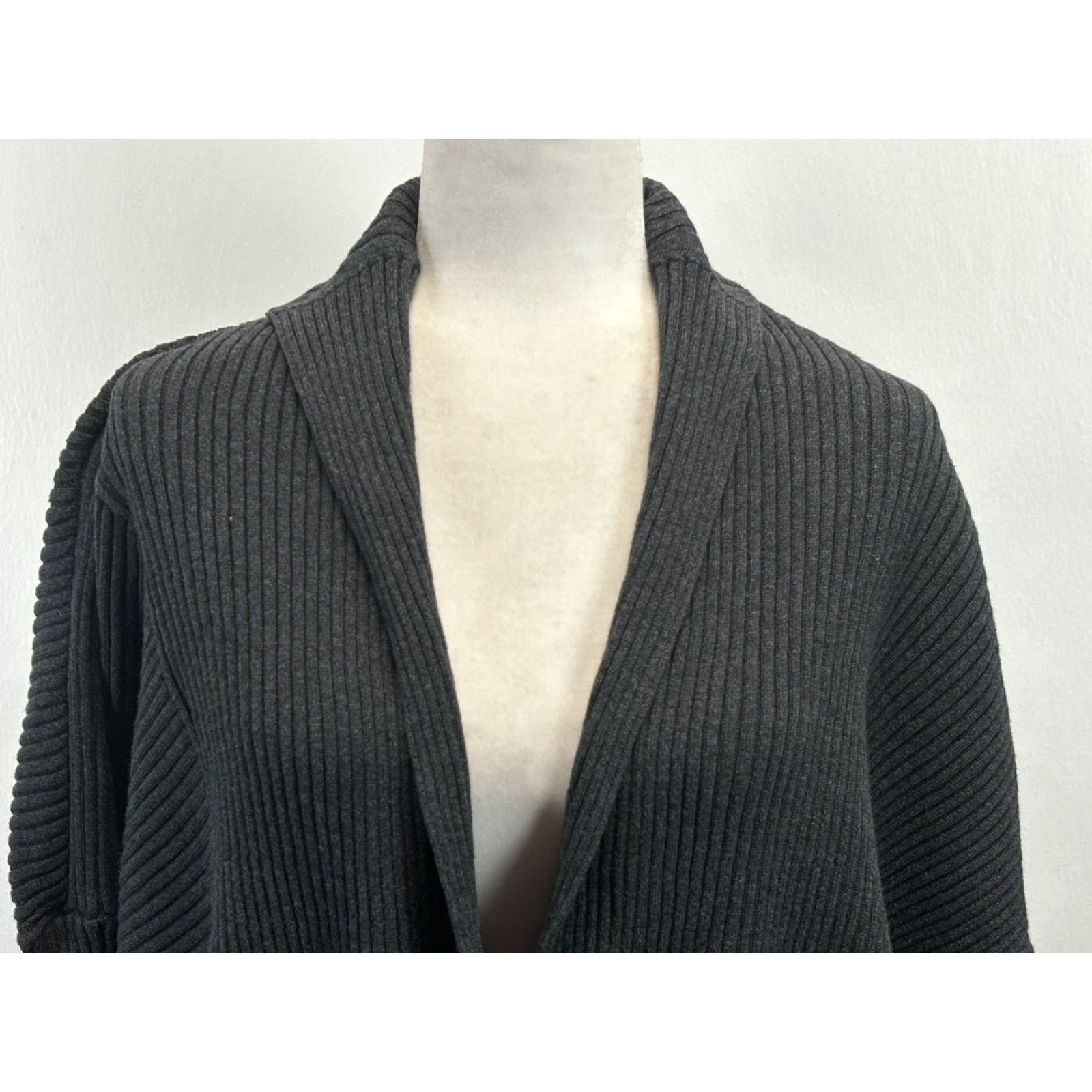 Vintage Cabi Cosmo Women's XXS Cardigan Sweater Galaxy Gray Oversized Ribbed Dolman V-Neck Long Sleeve Knit 100% Cotton Casual Classic Size XXS / US 00 / IT 34 - 7 Thumbnail