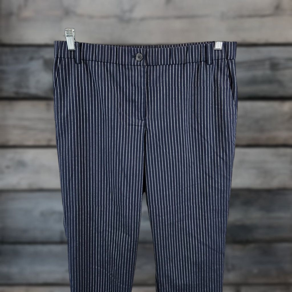 Loft LOFT Ann Taylor Womens Original Straight Cropped Pants Sz 10 Blue White Stripe Size 32" / US 10 / IT 46 - 1 Thumbnail