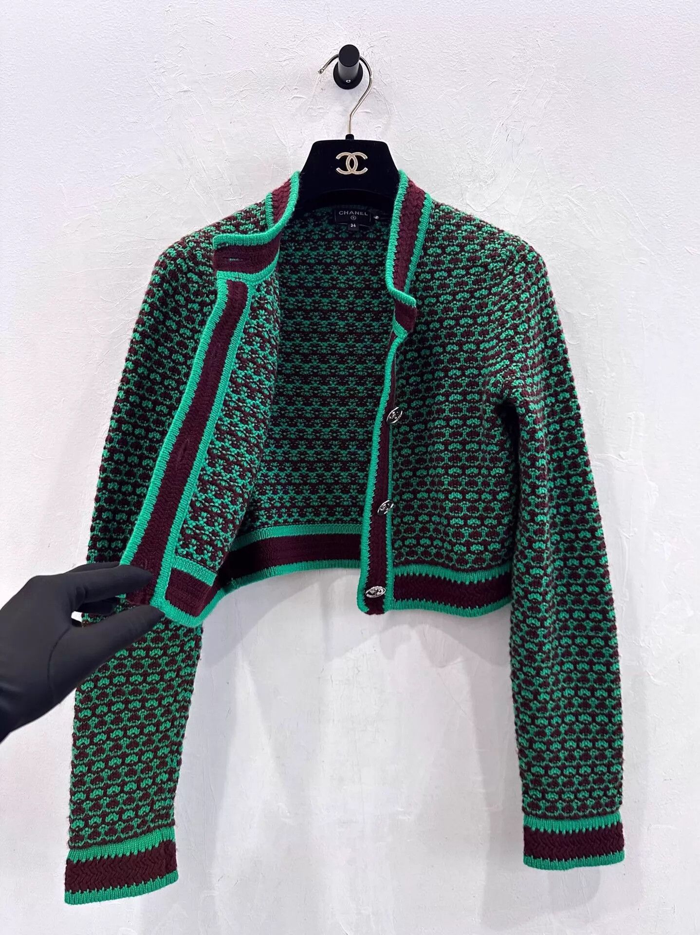 Chanel Chanel Liu Shishi tweed jacket green brown CC silver EU34 Size XS / US 0-2 / IT 36-38 - 4 Thumbnail