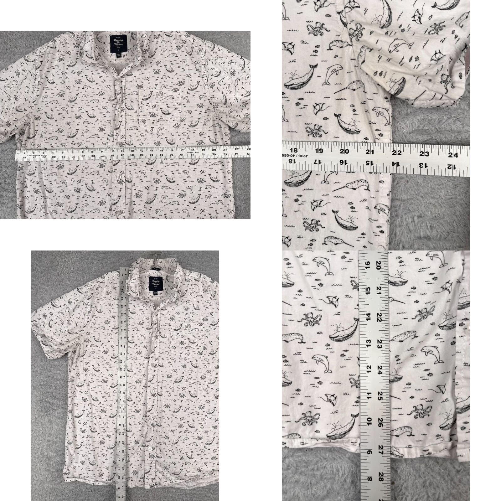 Vintage Artistry In Motion Shirt Men Large White Hawaiian Button-Up Slim Fit Short Sleeve Cotton Blend Mens Size US L / EU 52-54 / 3 - 8 Thumbnail