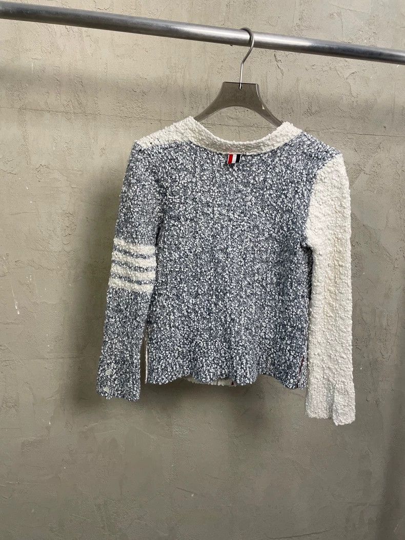 Thom Browne Thom Browne size40 Gray and white knit cardigan Size US XXS / EU 40 - 2 Thumbnail