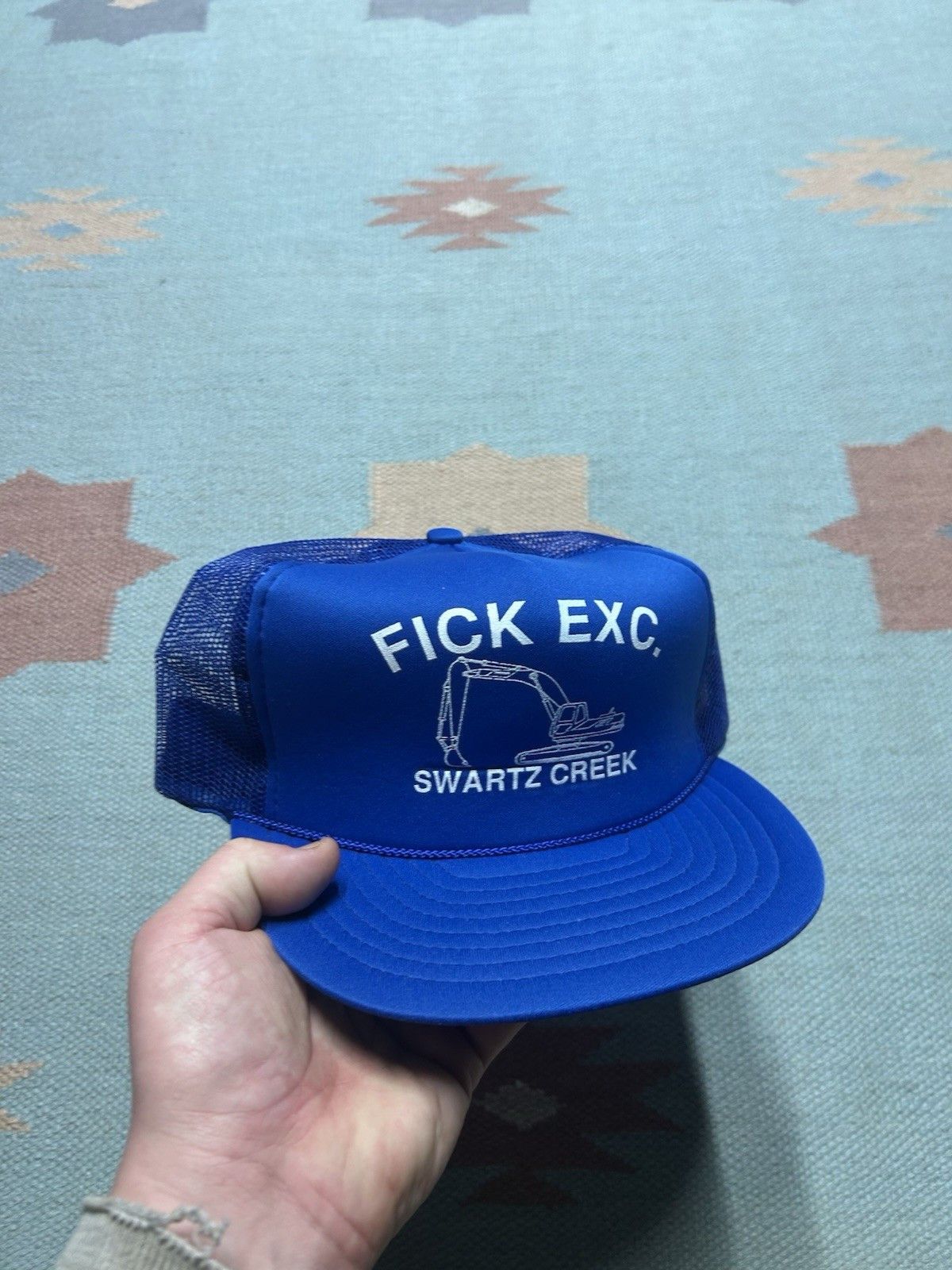 Vintage VTG trucker hat fick excavating Swartz creek Michigan snap Size ONE SIZE - 1 Thumbnail