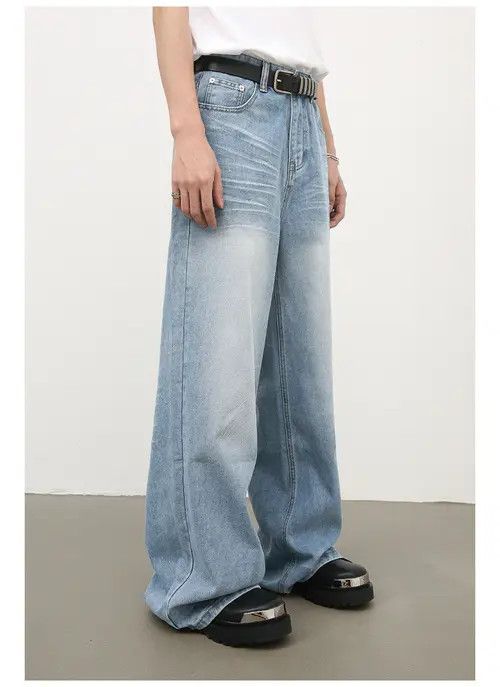 Japanese Brand × Jean Men's distressed washed straight loose wide-leg jeans Size US 32 / EU 48 - 2 Thumbnail