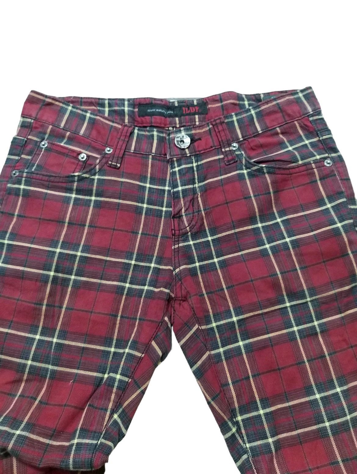 Japanese Brand SICK💥ILDF PUNK GOTHIC CHECKERED JEANS Size US 31 - 3 Thumbnail