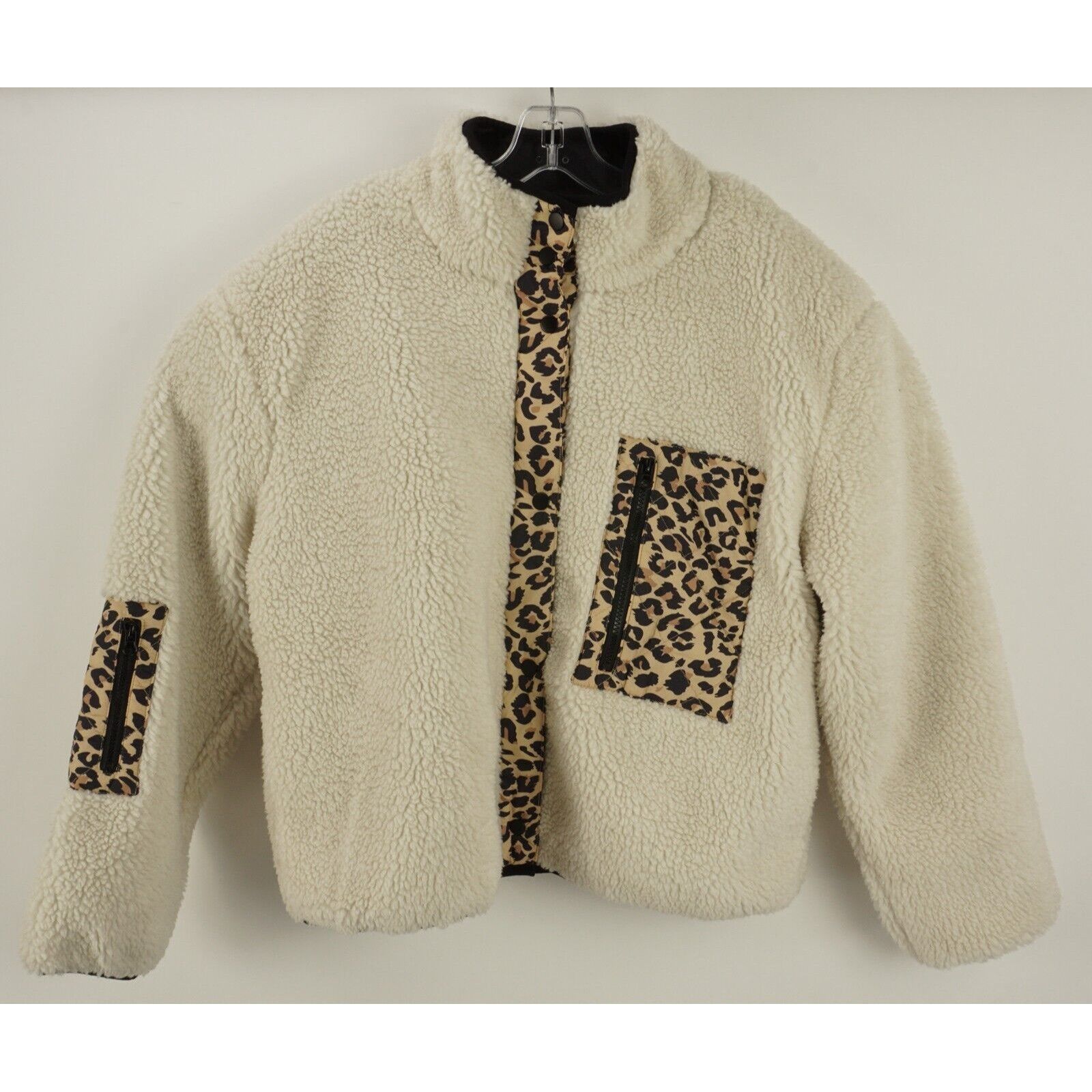 New RAILS Dean Ivory Leopard XL Plush Sherpa Fleece Jacket