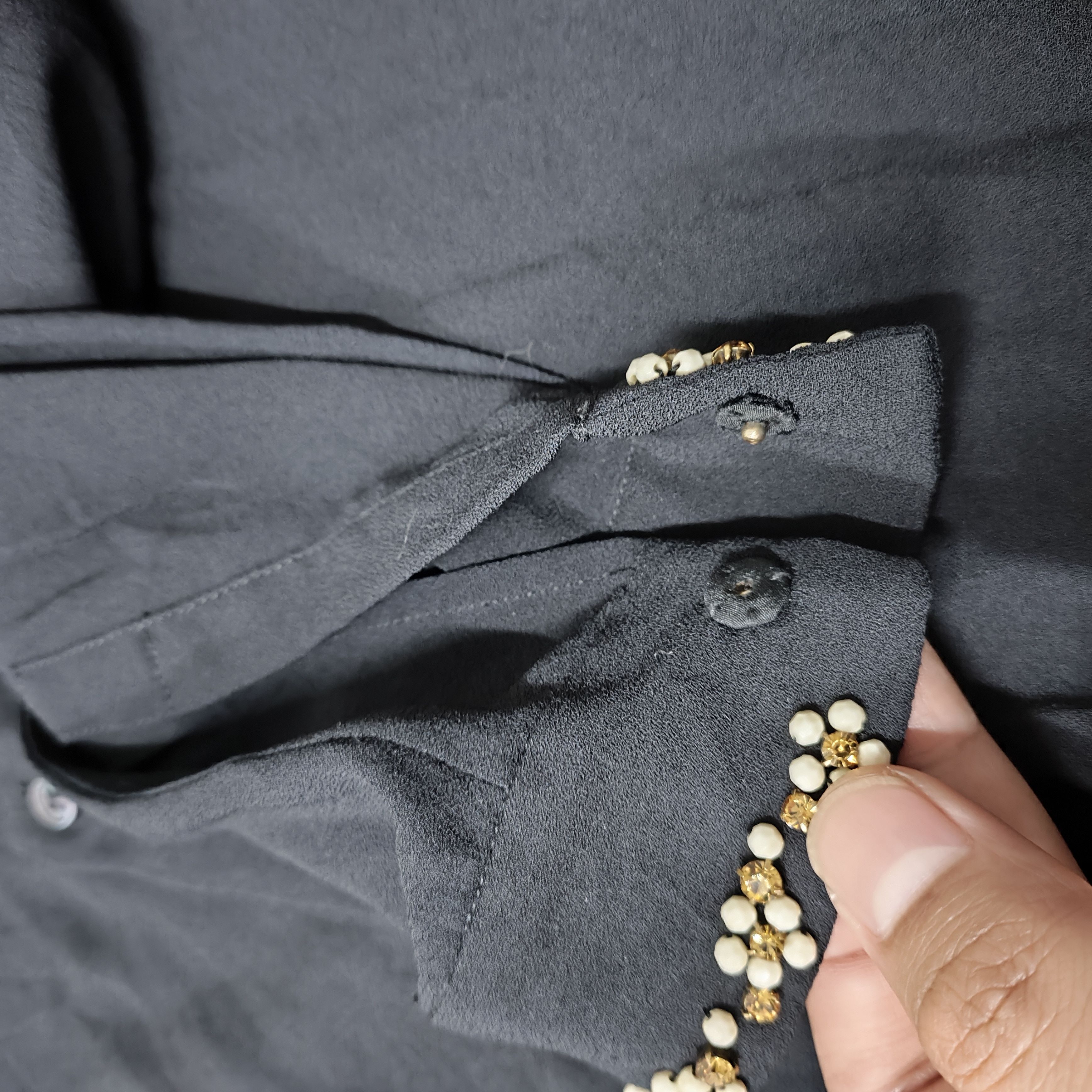 Miu Miu × Prada Miu Miu Black Crepe Floral Crystal Embellished Shirt Size XS / US 0-2 / IT 36-38 - 6 Thumbnail