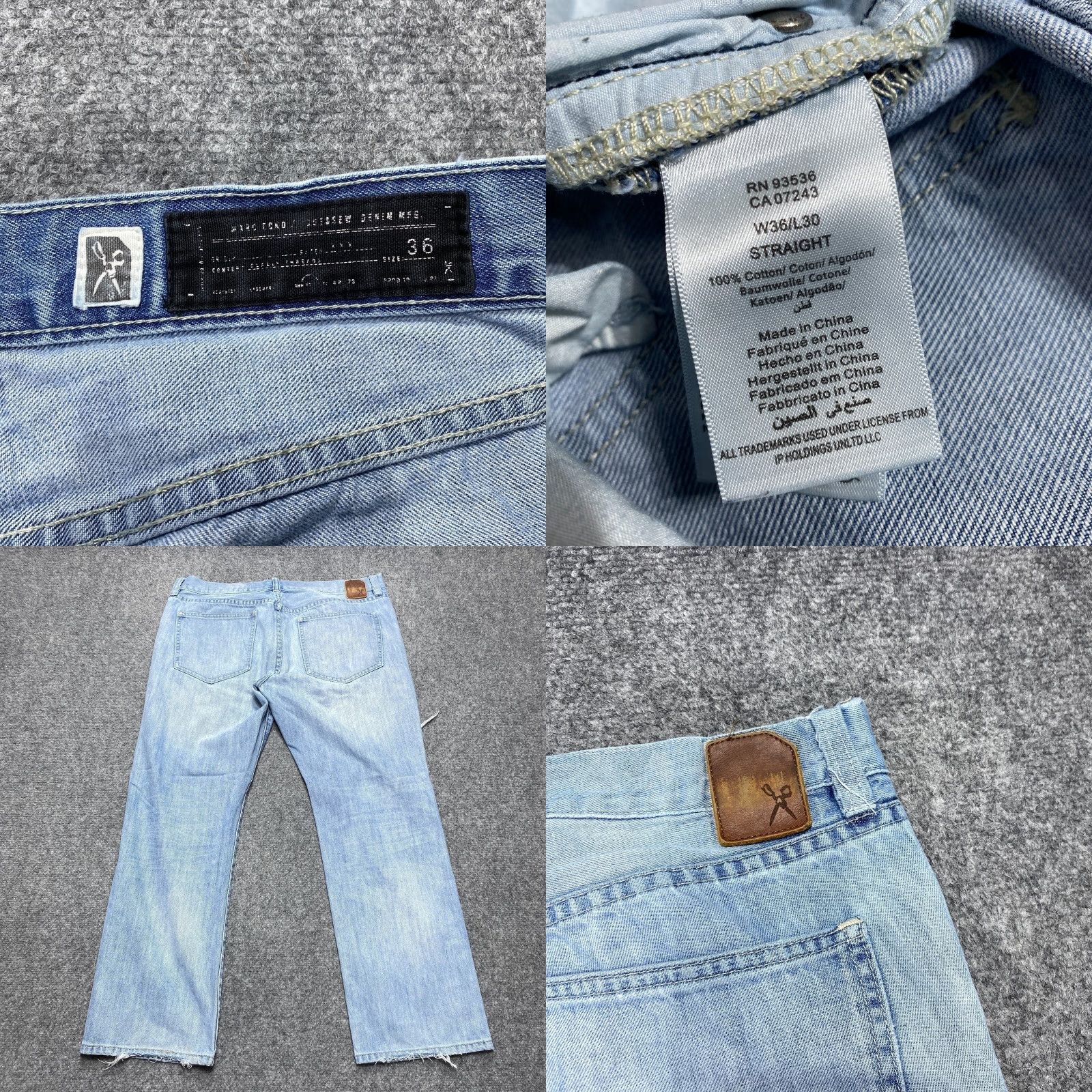 Marcs Marc Ecko Jeans Men 36x30 Blue Cut Sew Straight Leg Light Wash 36x30 Jeans Regular Blue Retro 90s Size US 36 / EU 52 - 8 Thumbnail