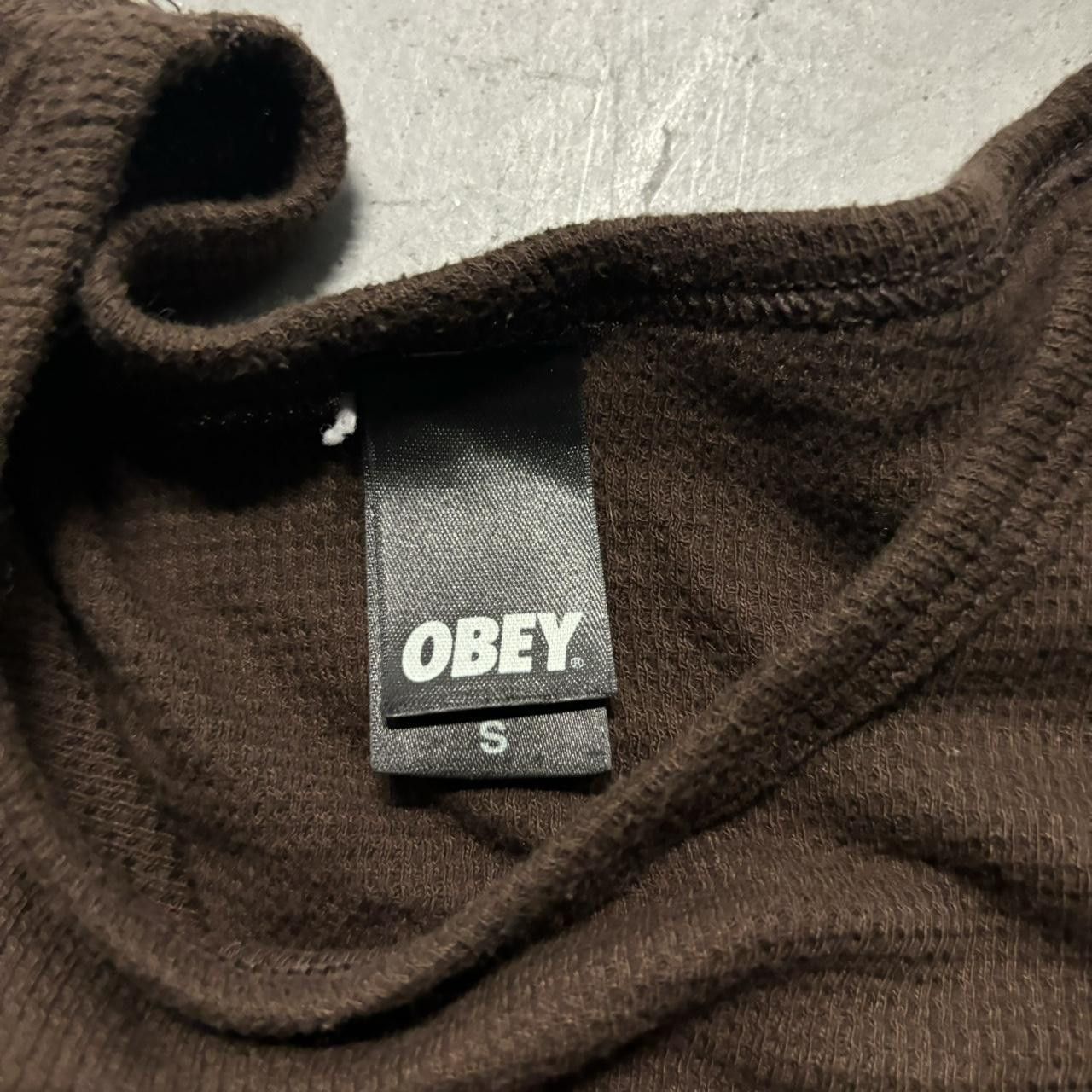 Obey × Vintage Crazy Vintage Y2K/2000s Cute Brown Obey Surf Thermal! Size S / US 4 / IT 40 - 6 Thumbnail