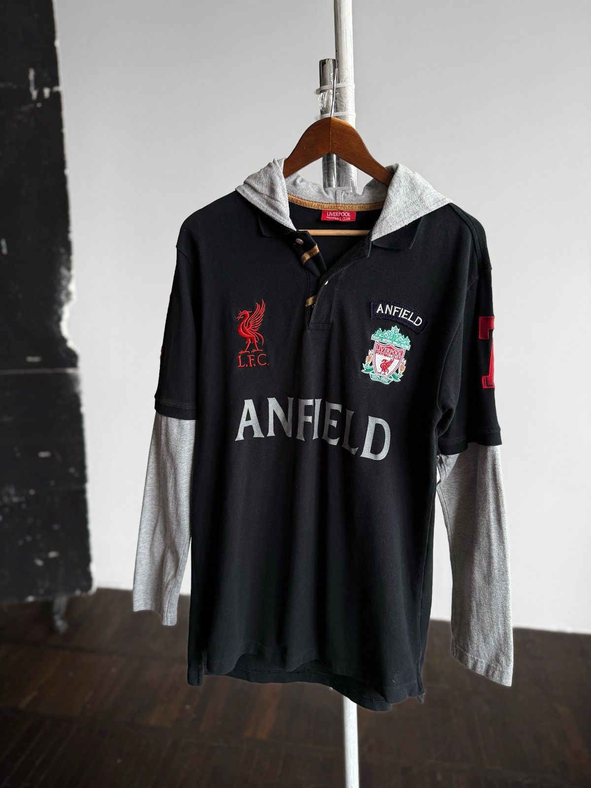 Vintage FC Liverpool Anfield Mens Vintage Polo Hoodie Shirt LFC Top Size US L / EU 52-54 / 3 - 1 Thumbnail