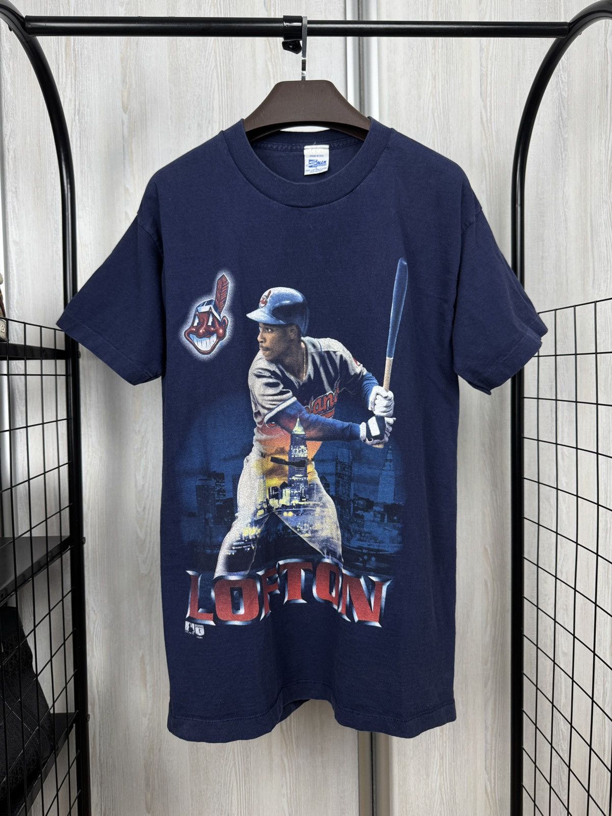 Salem Sportswear Vintage 1995 Kenny Lofton Cleveland Indians Salem USA Tee Size US L / EU 52-54 / 3 - 1 Thumbnail