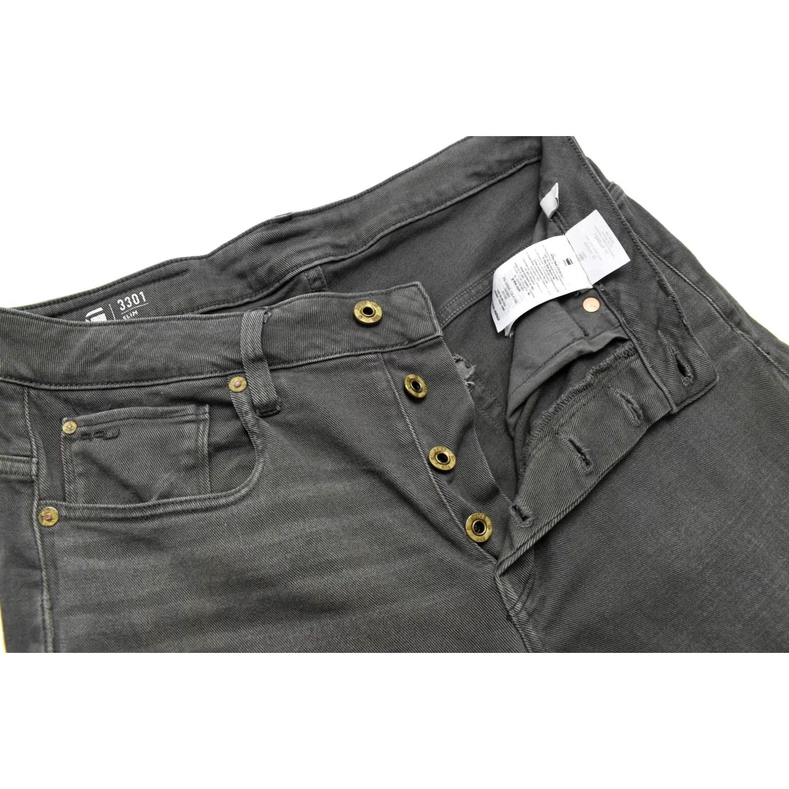 G-Star G-STAR 3301 Slim Jeans Men's W32/L32 Faded Whiskers Button Fly Grey Jeans Size US 32 / EU 48 - 4 Thumbnail