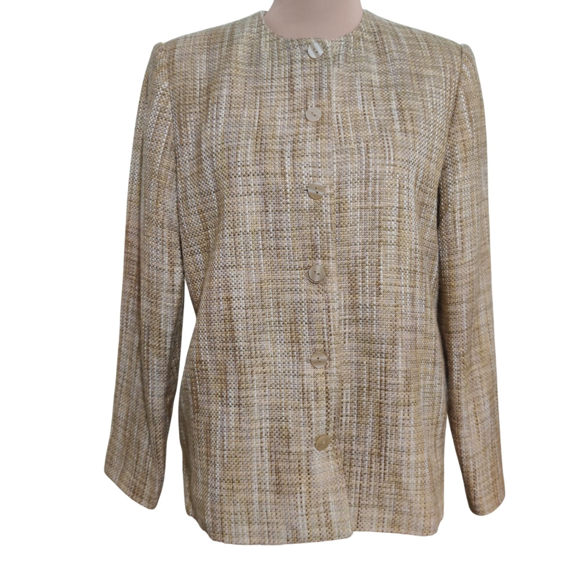 Other Alfred Dunner Womens Tweed Button Up Blazer Jacket Coat Gold Size M / US 6-8 / IT 42-44 - 1 Thumbnail