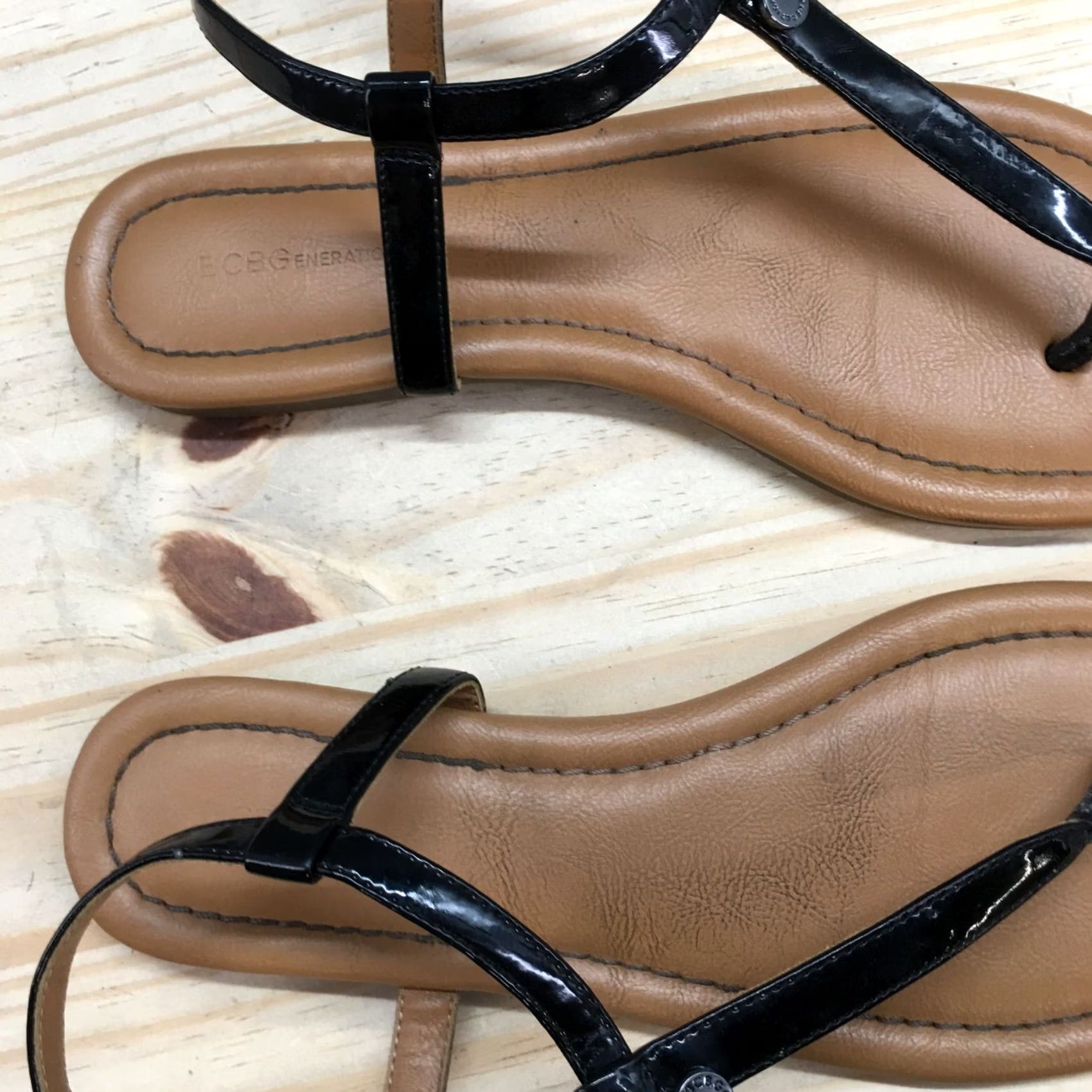 BCBGeneration BCBGeneration Sandals Womens 9 M Astoria Slingback Black Faux Leather Thong Size US 9 / IT 39 - 5 Thumbnail