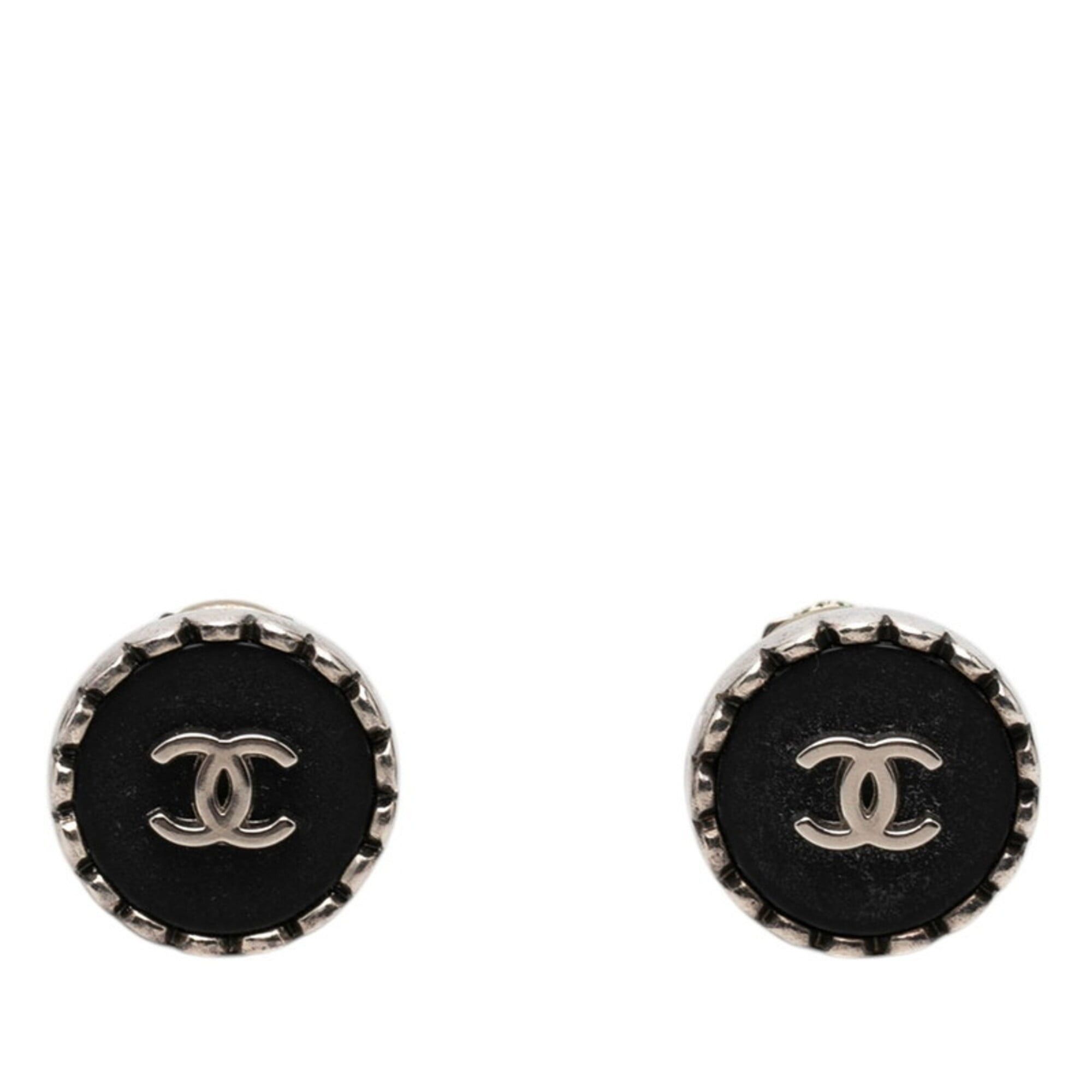 Chanel Chanel Coco Mark Vintage Earrings 96A Silver Black Metal Women's CHANEL Size ONE SIZE - 1 Thumbnail