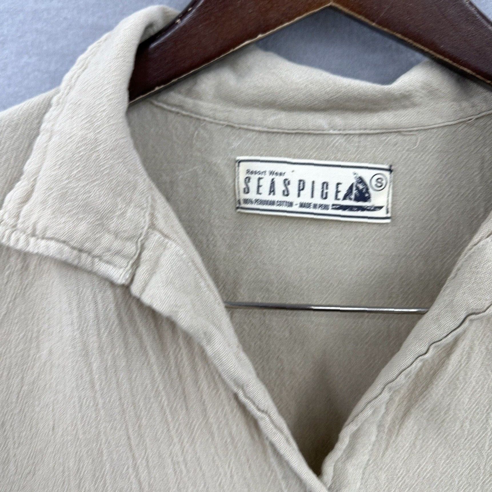Vintage Seaspice Resort Blouse Women Small Beige Cotton Casual Tunic Short Sleeve Bohemian Designer Size S / US 4 / IT 40 - 6 Thumbnail