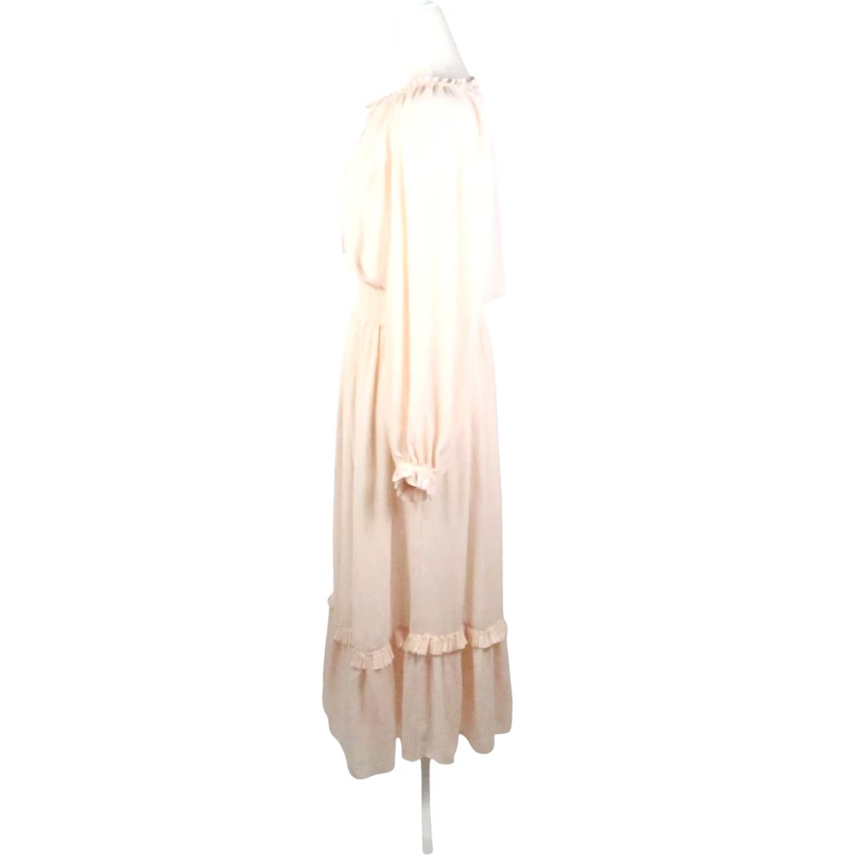 Zara ZARA Light Pink Blouson Long Sleeve Prairie Midi Dress S Women's Bohemian Sundress 49" Midi Spring Fall Casual Ladies Size S / US 4 / IT 40 - 3 Thumbnail