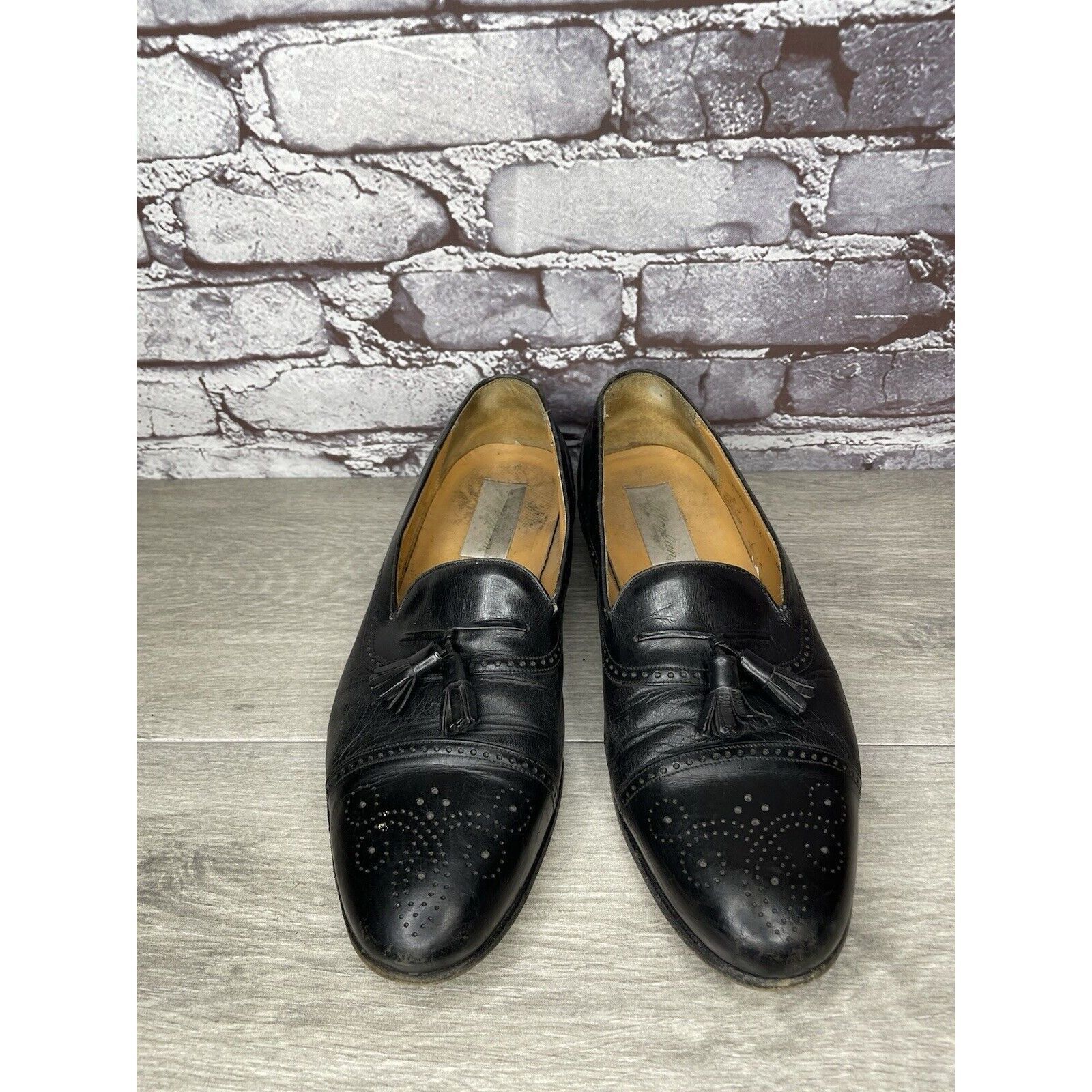 Mezlan MEZLAN HAVANA Black Leather Wingtip Tassel Loafers Shoes Men Size US 10.5 / EU 43-44 - 21 Thumbnail