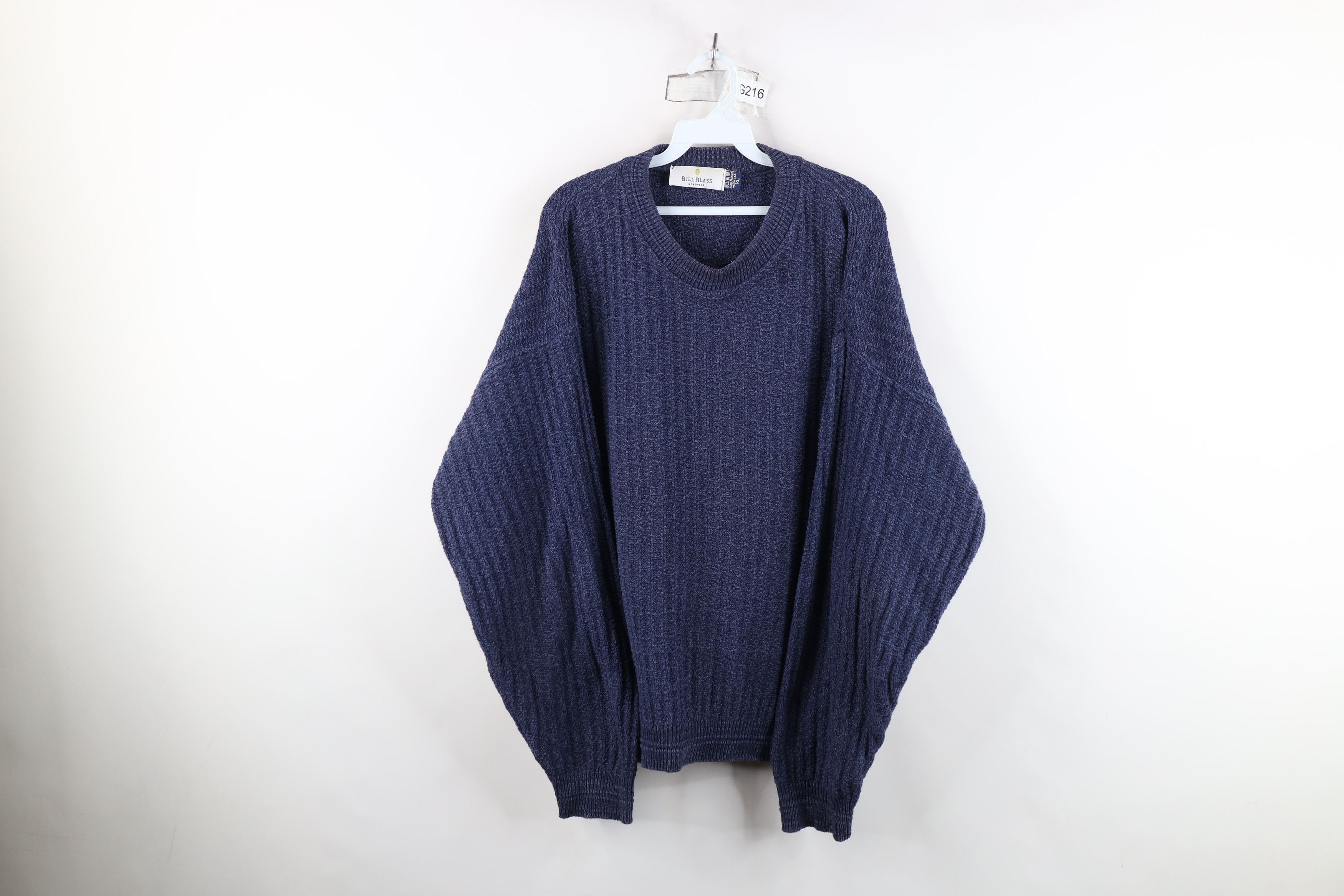 Vintage Vintage 90s Streetwear Cotton Ribbed Knit Sweater Blue USA Size US XL / EU 56 / 4 - 1 Thumbnail