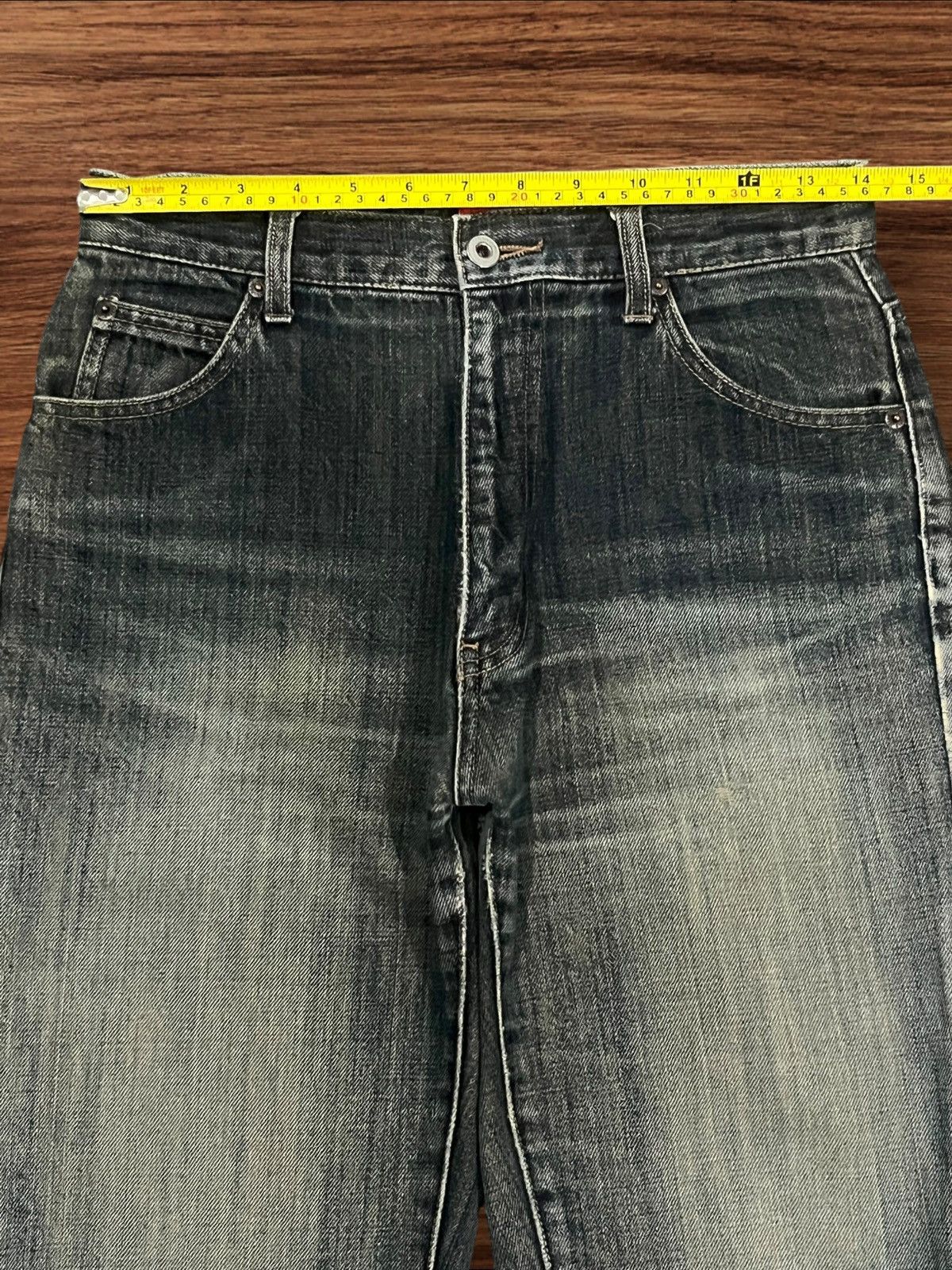 Japanese Brand Vintage Japanese Brand Faded Dark Blue Distressed Flare Jean Size US 28 / EU 44 - 10 Thumbnail