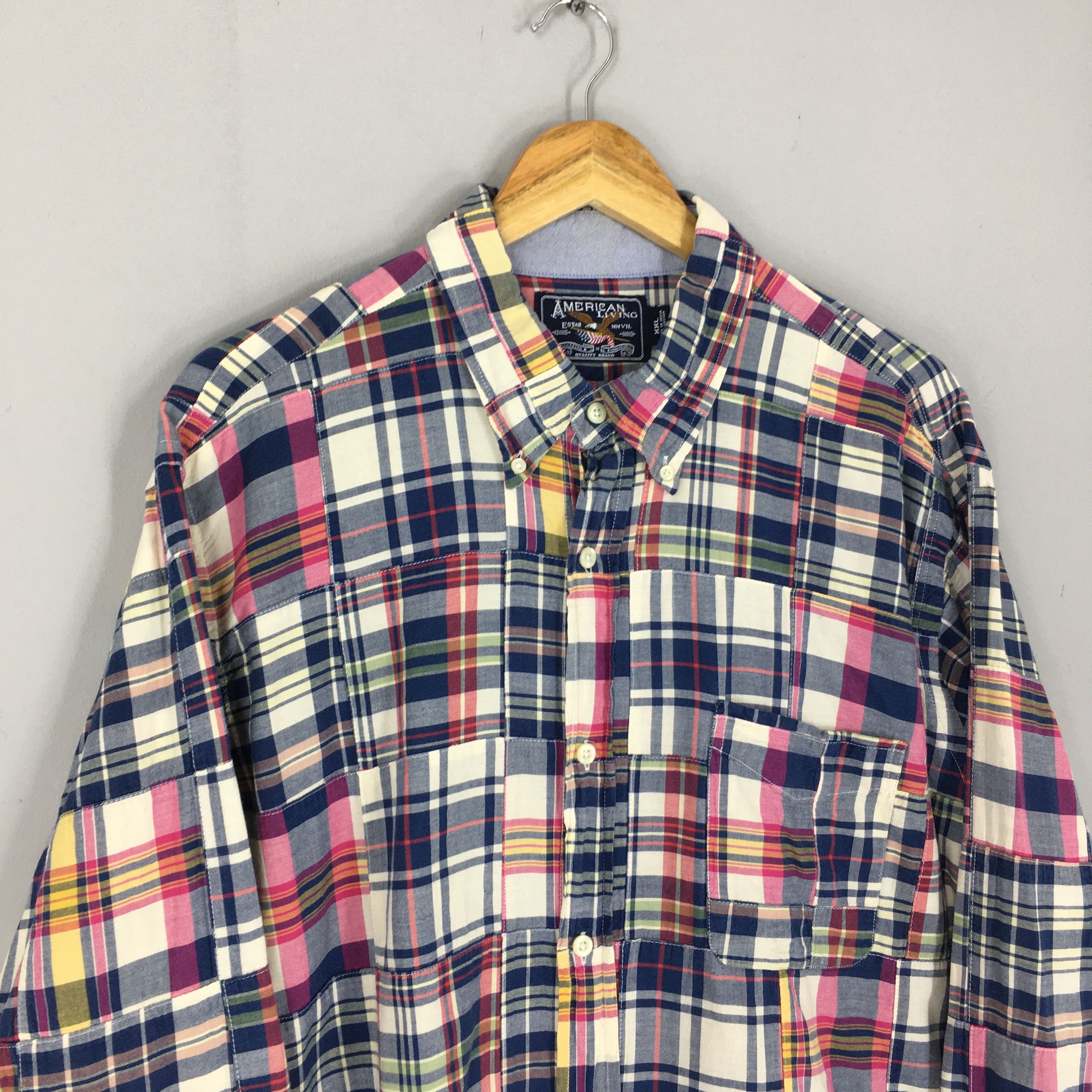 Flannel Vintage American Living Patchwork Flannel Shirt XXLarge Size US XXL / EU 58 / 5 - 4 Thumbnail
