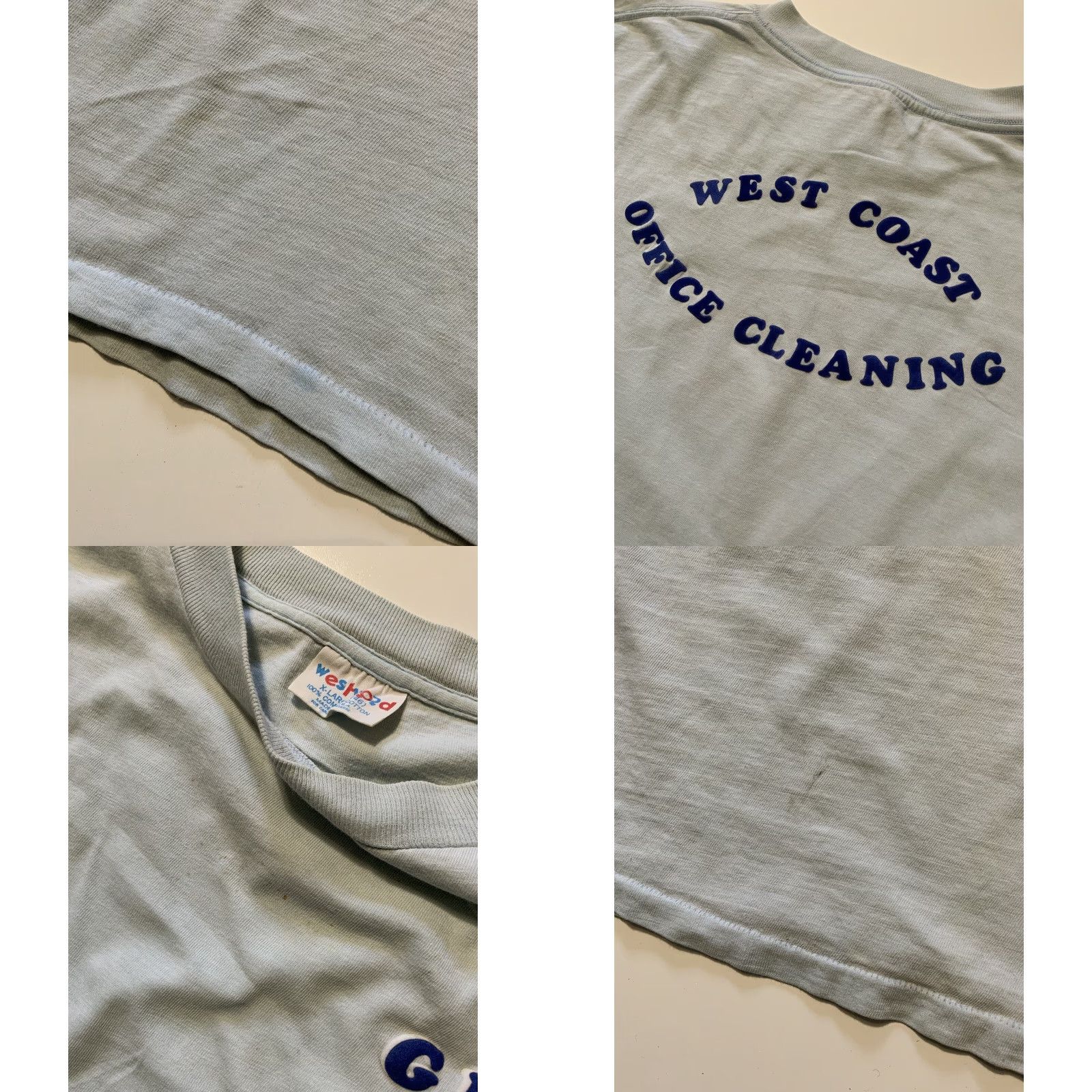 Vintage VINTAGE Westwood West Coast Office Cleaning Felt Appliqué T-Shirt XL Mens Women? Size US XL / EU 56 / 4 - 8 Thumbnail