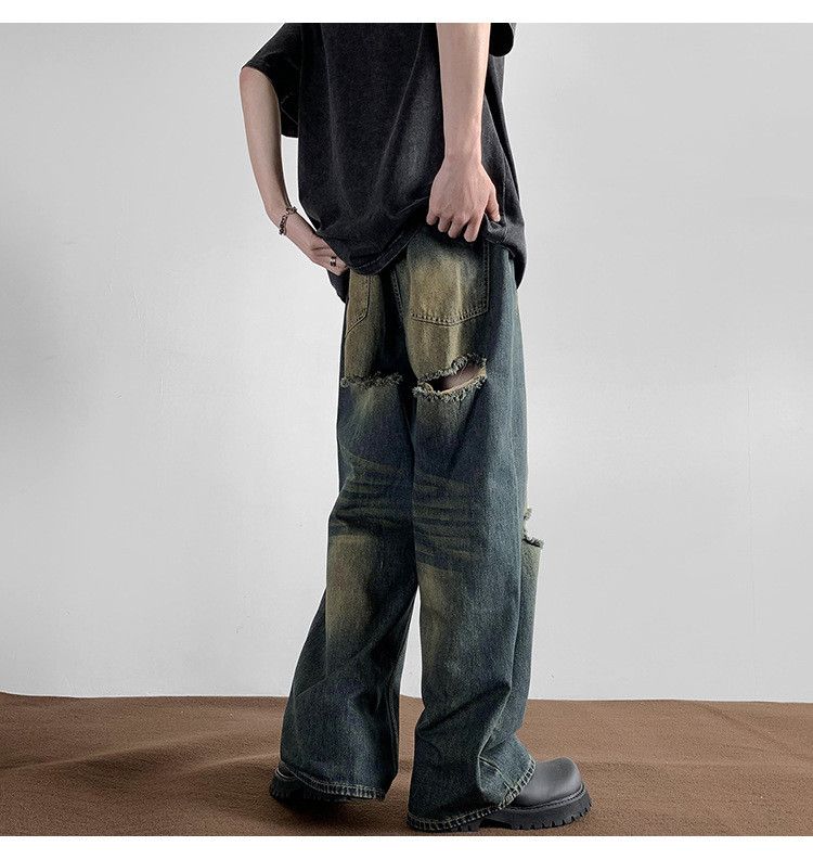 Japanese Brand × Jean Men's retro loose straight casual ripped jeans y2k Size US 32 / EU 48 - 5 Thumbnail
