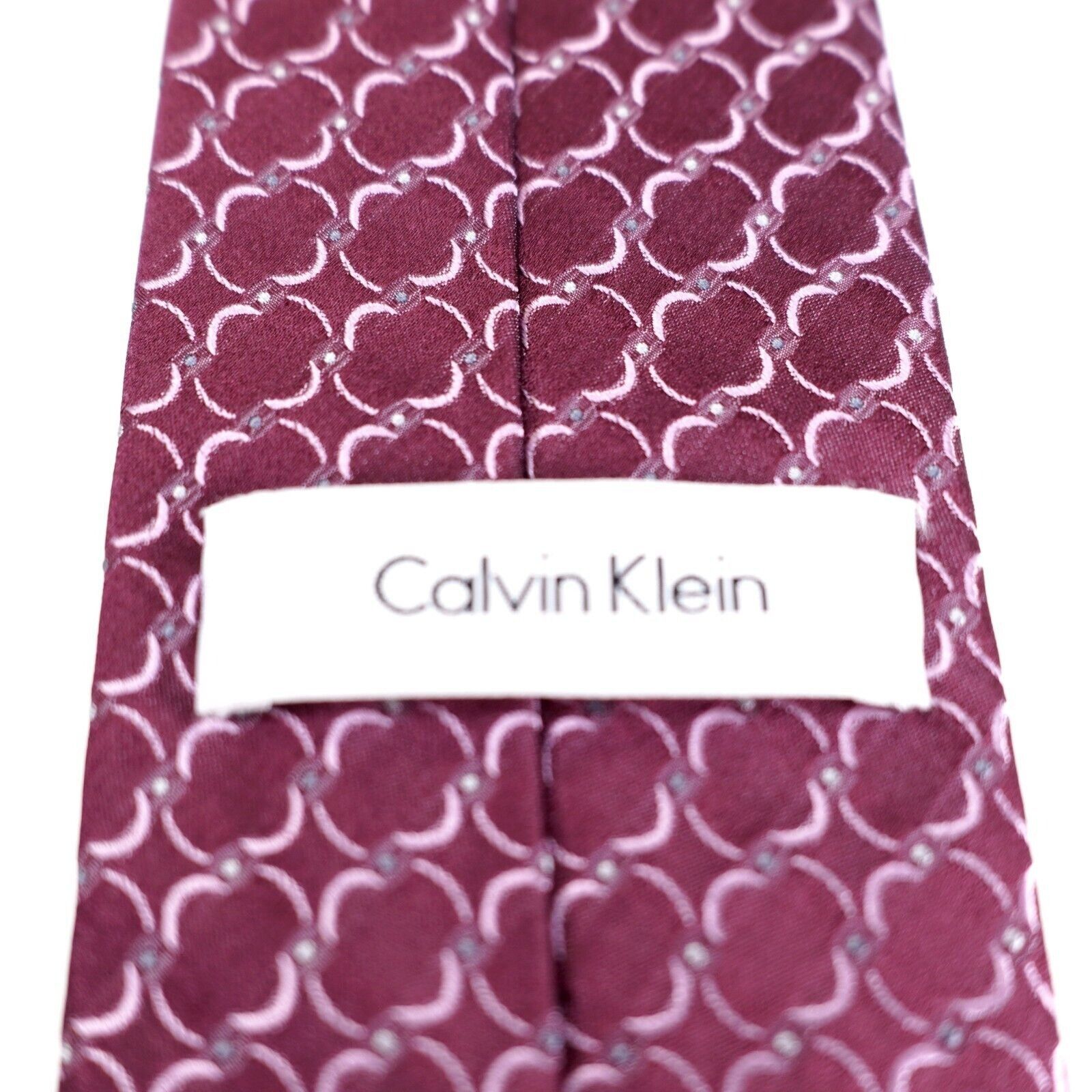Calvin Klein Calvin Klein Red Burgundy Geometric Woven Tie Size ONE SIZE - 4 Thumbnail