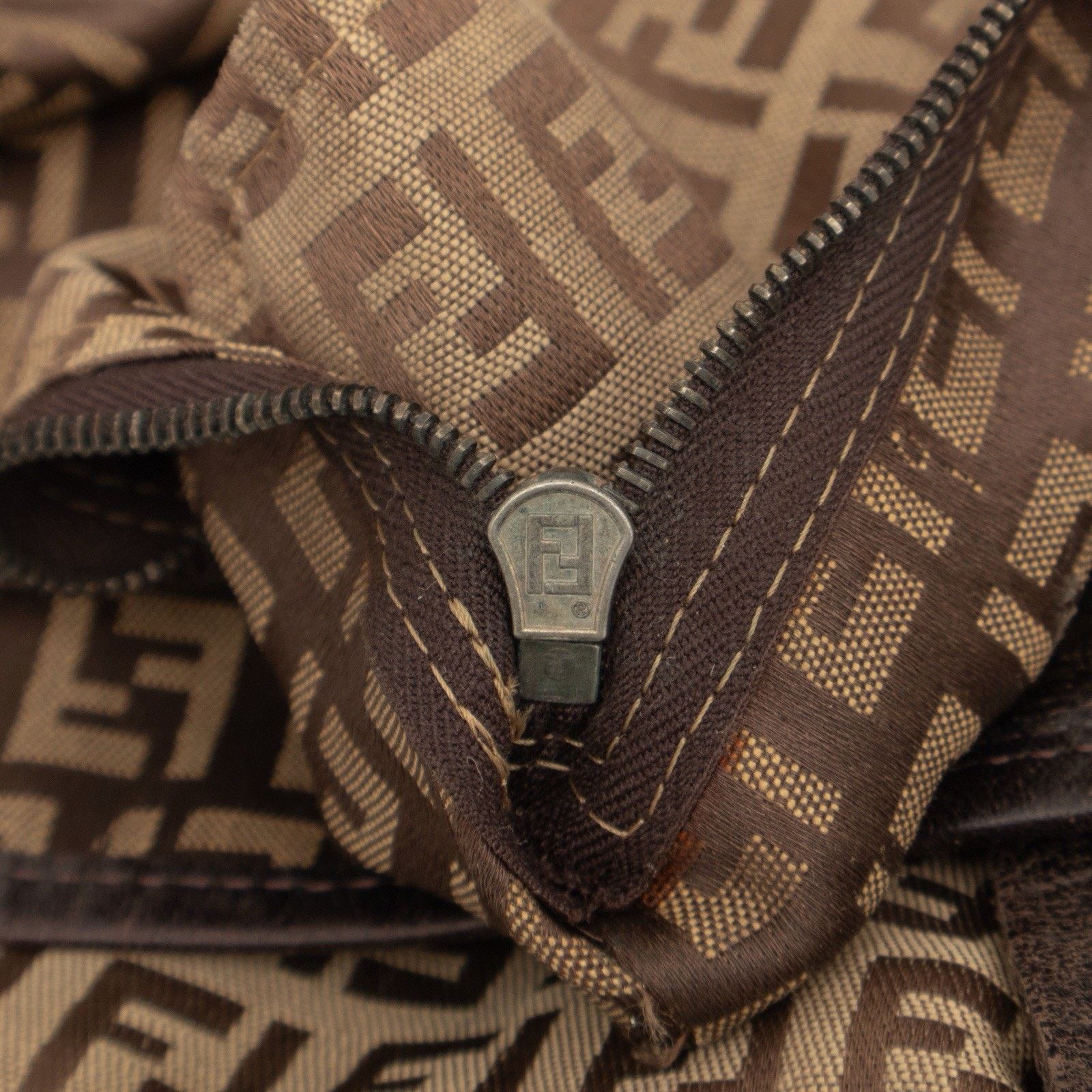 Fendi Fendi Zucchino Monogram Canvas Roll Open Top Tote Bag Brown Size ONE SIZE - 13 Thumbnail