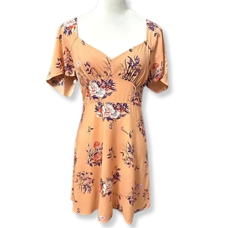 Other Abound Skater Dress Floral Zip Short Sleeve Multi XS NWT Size XS / US 0-2 / IT 36-38 - 2 Thumbnail
