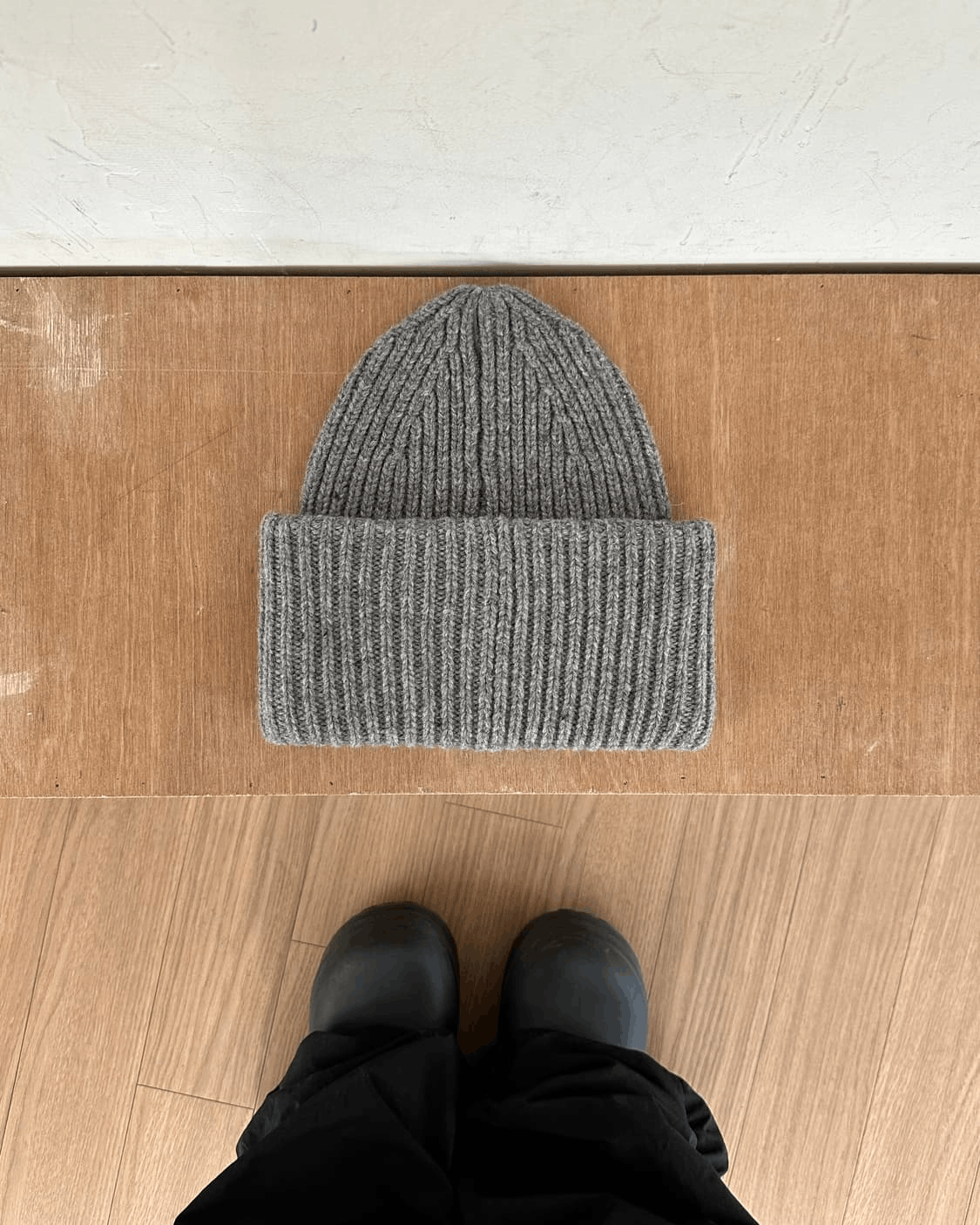 Acne Studios Acne Studios New Grey Melange Large Face Logo Beanie Size ONE SIZE - 5 Thumbnail