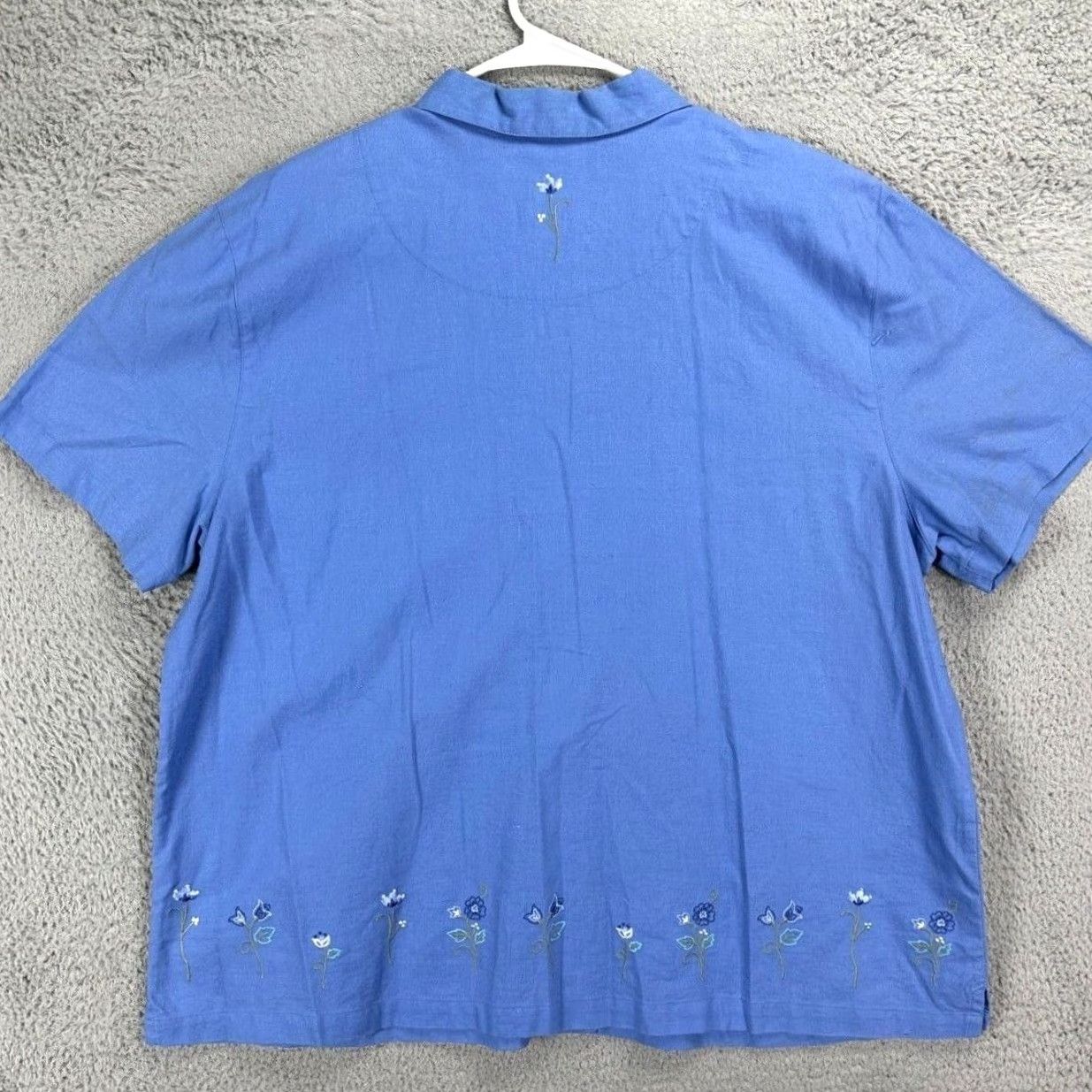 Vintage C.J. Banks By Christopher Banks Shirt Women 18W Plus Blue Floral Embroidered NEW Size XXL / US 16-18 / IT 52-54 - 2 Thumbnail
