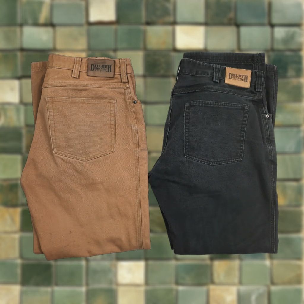 Duluth Trading Company Duluth Trading Co. Jeans Men's Work Jeans 36 x 30 Khaki Black Canvas Pants Multicolor Denim Cotton Regular Straight Canvas Pants Mens Jeans Size US 36 / EU 52 - 1 Thumbnail