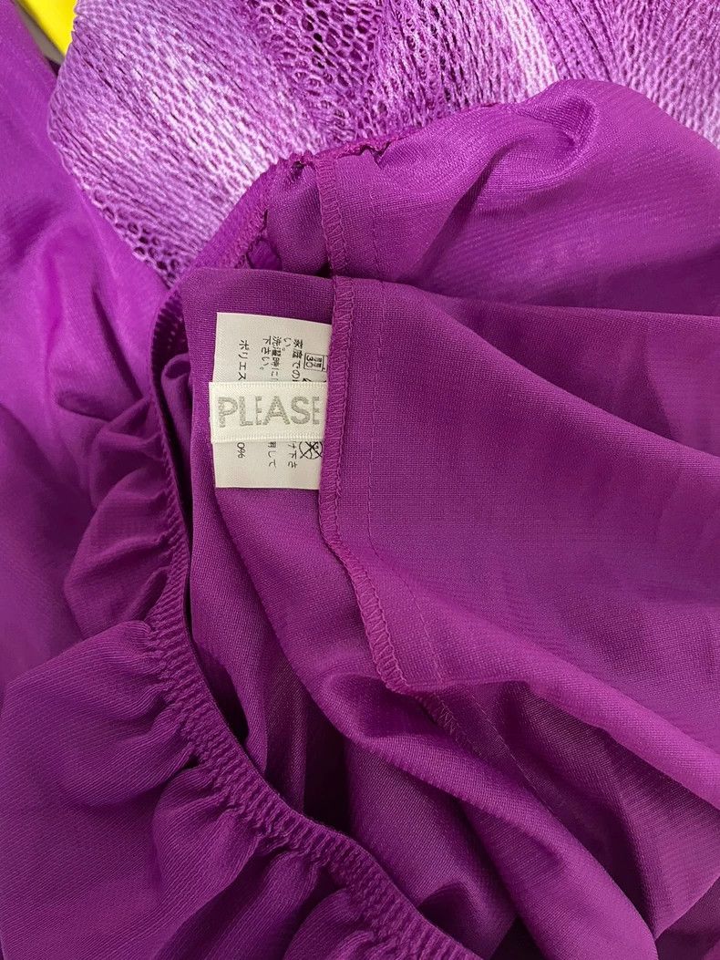 Issey Miyake Issey Miyake size:1 Purple mesh fabric patchwork skirt Size 23" - 5 Thumbnail