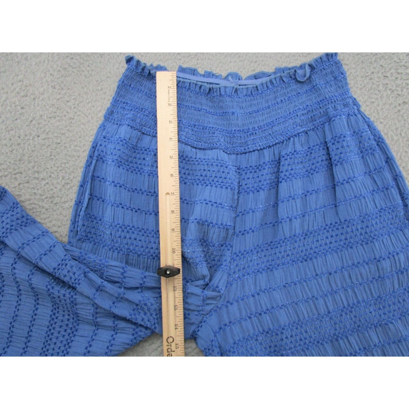 Vintage Ces Femme Women’s Wide-Leg High Rise Blue Pants M Beach Stretch Pattern Floral Casual Travel Size 32" / US 10 / IT 46 - 7 Thumbnail