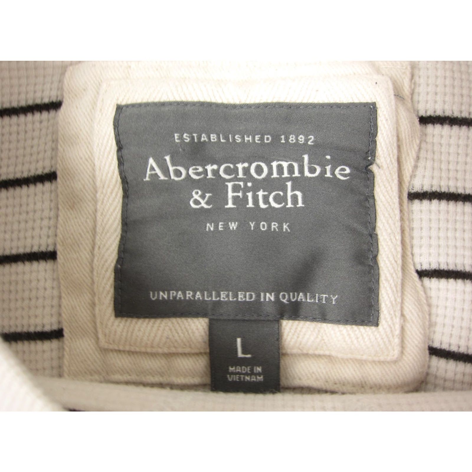 Abercrombie & Fitch VINTAGE Abercrombie & Fitch Shirt Men L Creme Thermal Waffle Stripe 90s Outdoor Vintage Mens Size US L / EU 52-54 / 3 - 4 Thumbnail