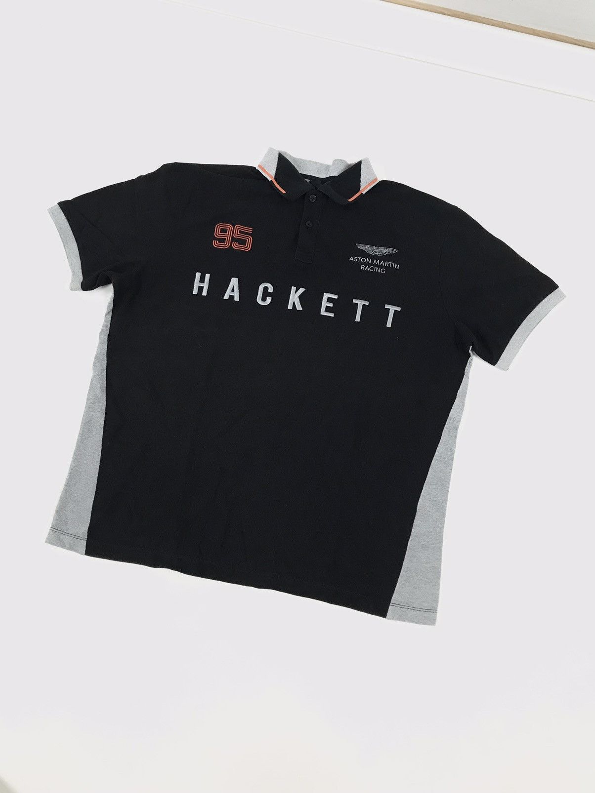 image of Hackett Aston Martin Racing Team Black Cotton Polo,poloshirt in Grey, Men's (Size XL)
