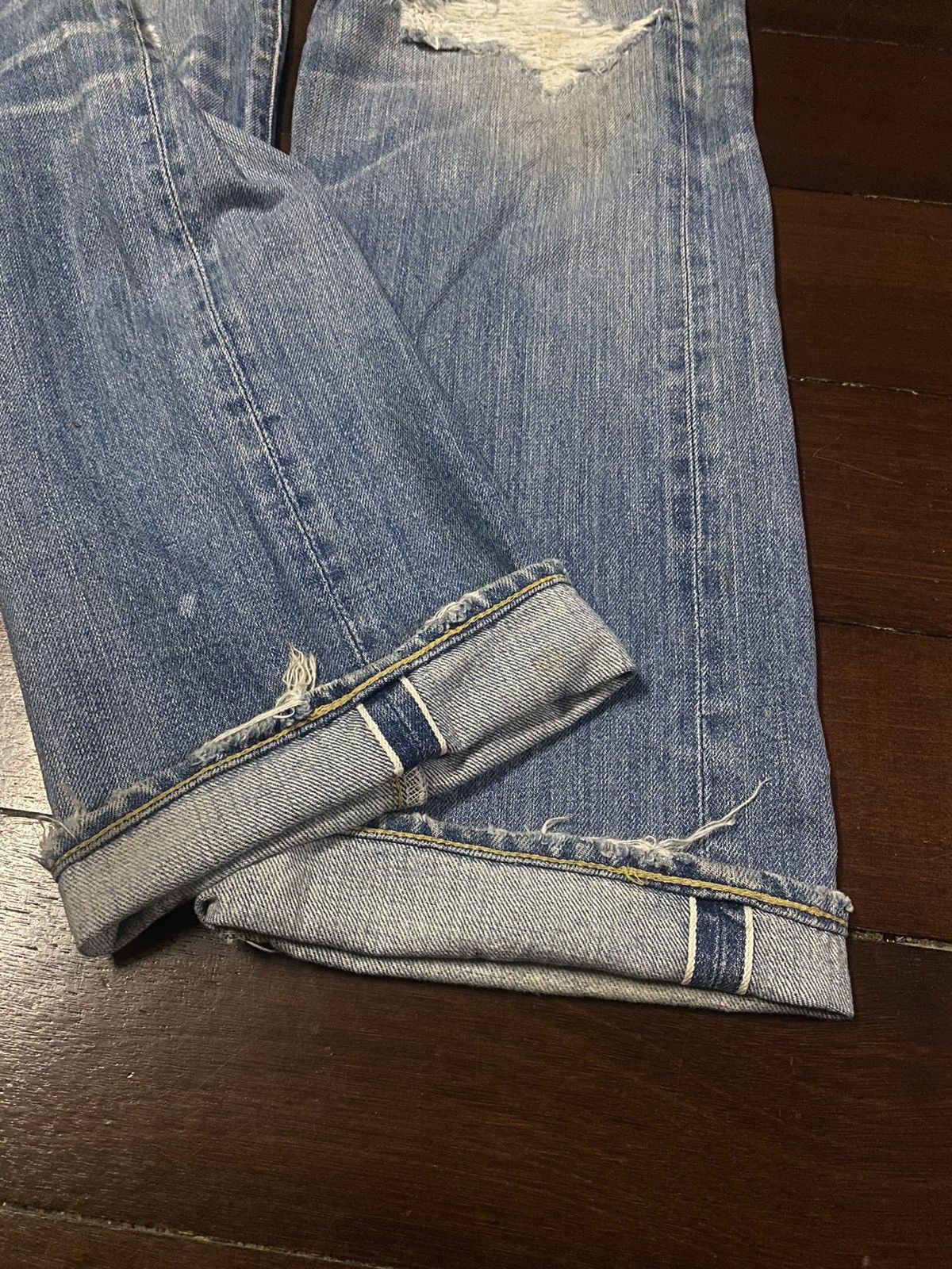 Levi's Vintage Clothing FIRE 🔥 VINTAGE 90s LEVIS BIG E 502 LVC distressed SELVEDGE Size US 33 - 10 Thumbnail