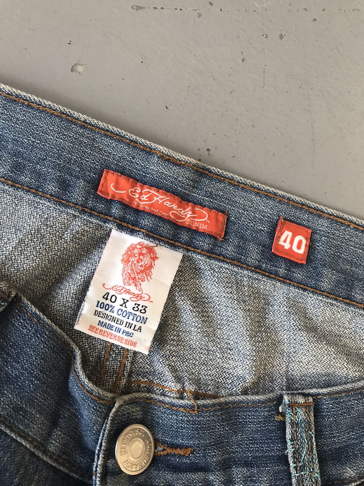 Christian Audigier × Ed Hardy × Vintage Vintage 90s Edhardy Japanese snake 🐍 embroidered denim Size US 37 - 6 Thumbnail