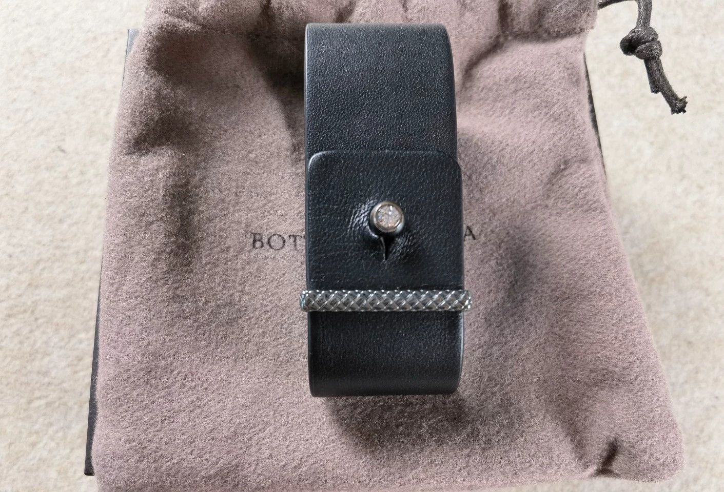 Bottega Veneta BV Leather Crystal Silver Buckle Bracelet New Size ONE SIZE - 2 Thumbnail