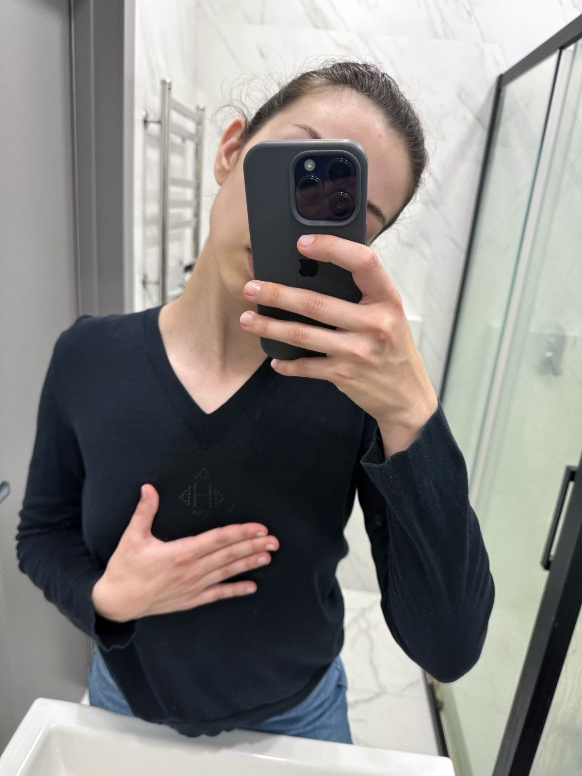 Hermes 🔴 HERMES Sweater Long Sleeve Logo H Pullover Navy Blue Size XS / US 0-2 / IT 36-38 - 1 Thumbnail
