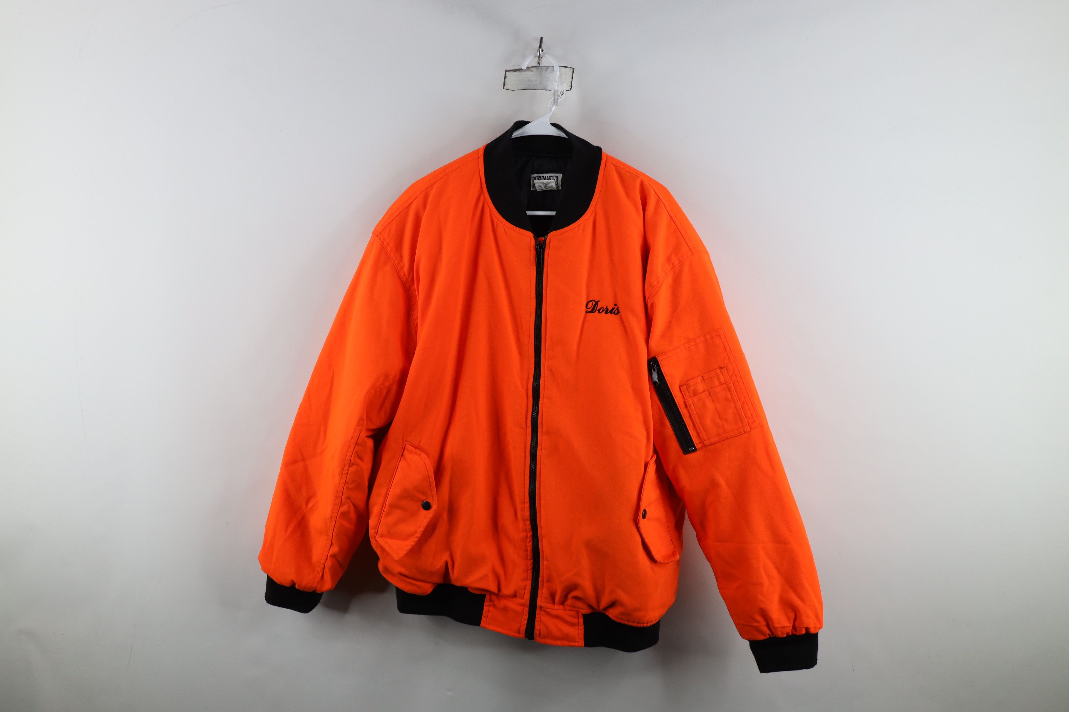 Vintage 90s Abrams Towing Quilted Bomber Jacket Blaze Orange