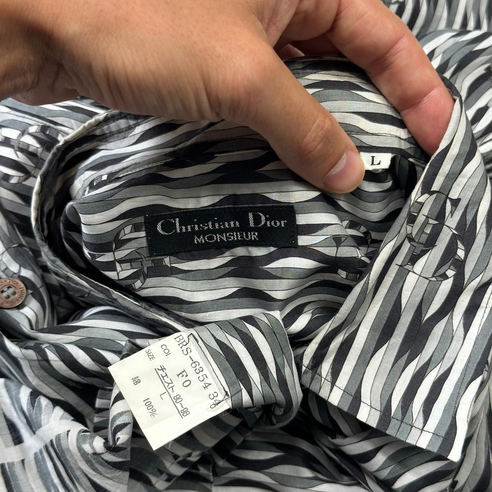 Dior Christian Dior Monsieur 90 Optical Illusion Logo Shirt L/XL Size ONE SIZE - 6 Thumbnail